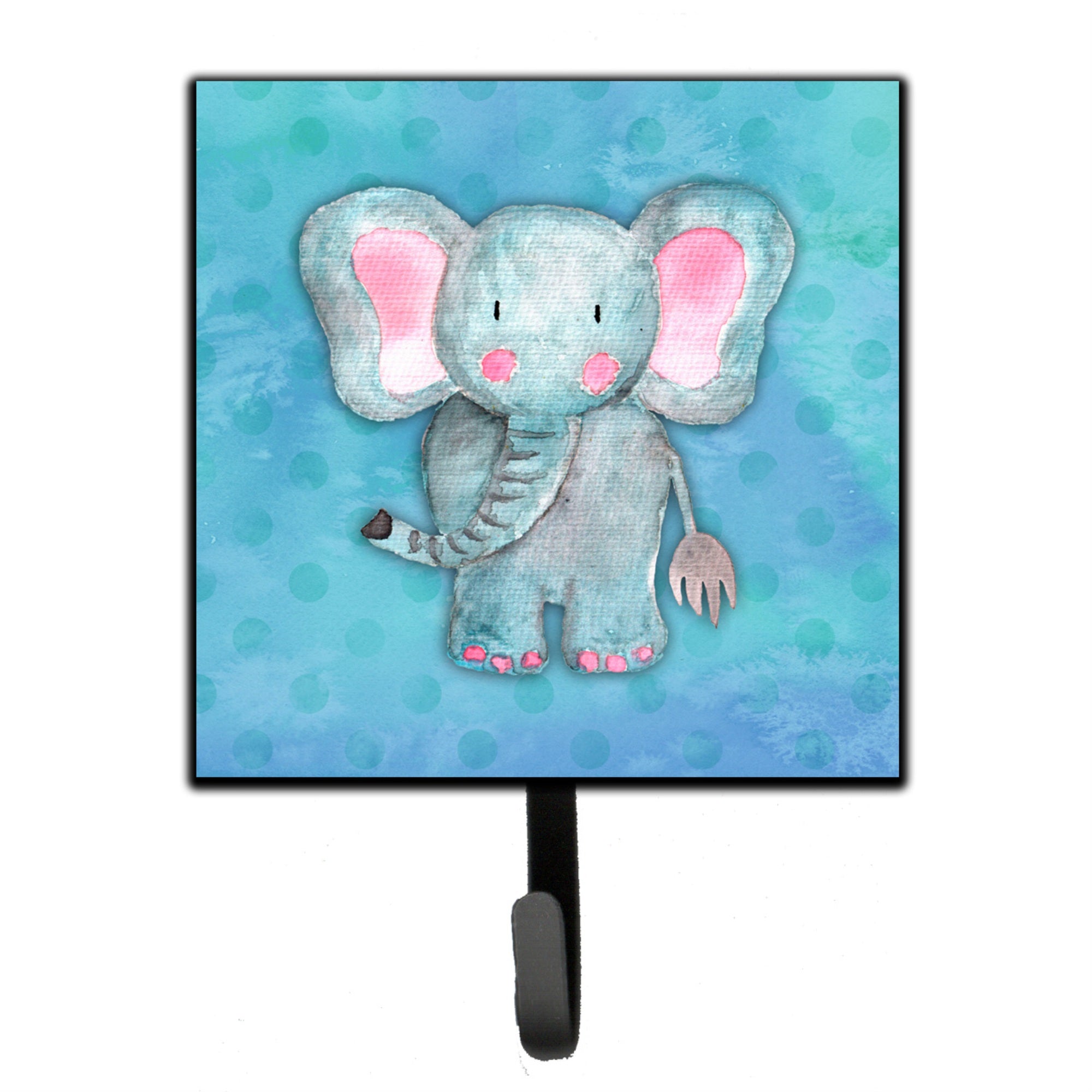 Caroline'S Treasures Blue Elepant Watercolor Wall Hook, Small, Multicolor