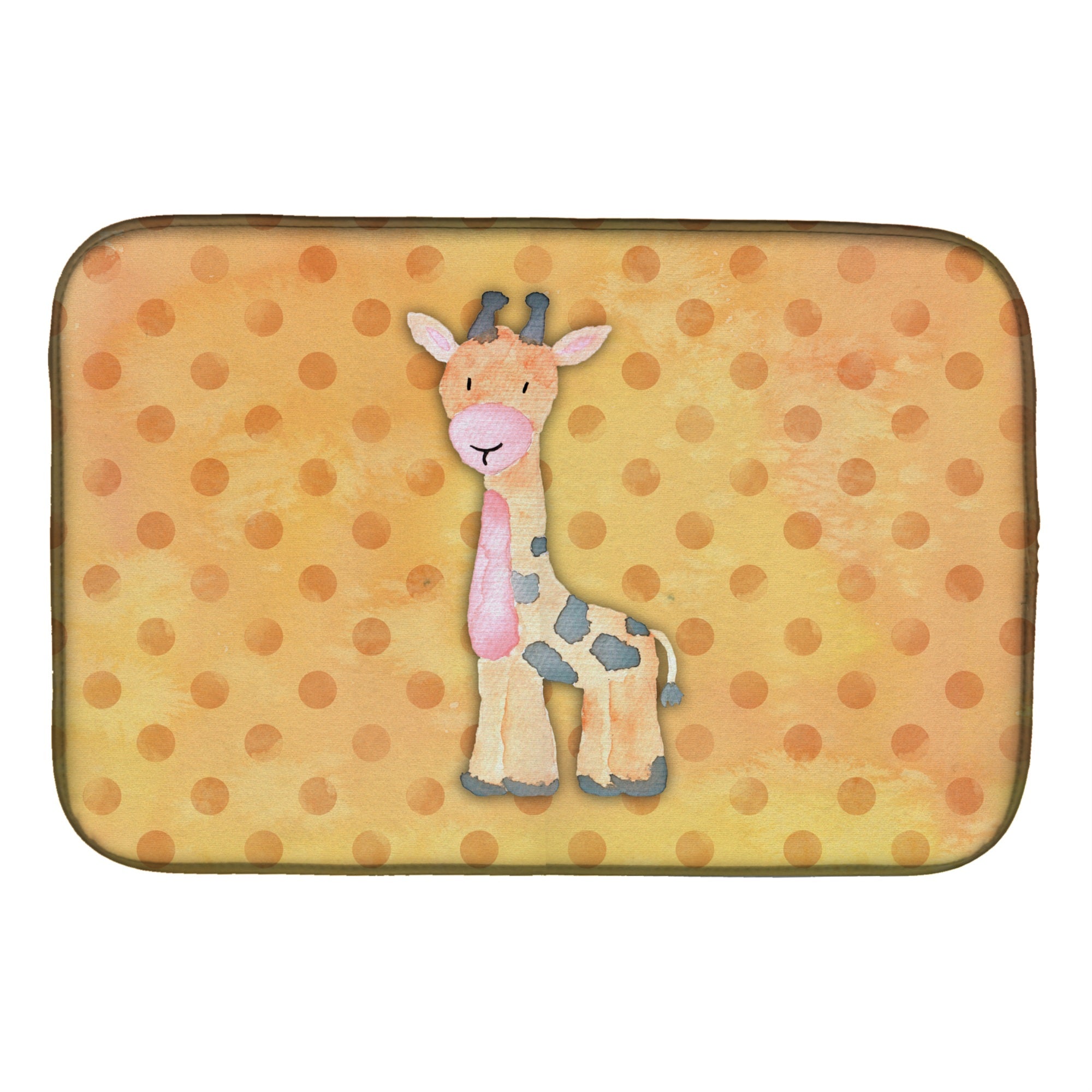 Caroline'S Treasures Polka Dot Giraffe Watercolor Dish Drying Mat, 14 X 21, Multicolor