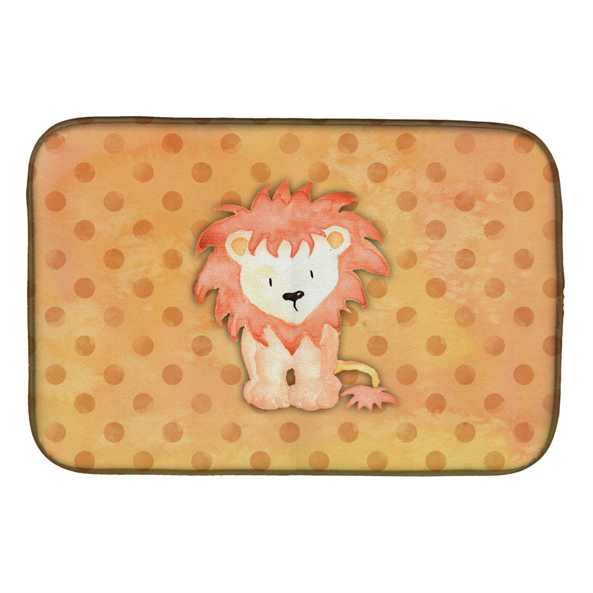 Caroline'S Treasures Polka Dot Lion Watercolor Dish Drying Mat, 14 X 21, Multicolor