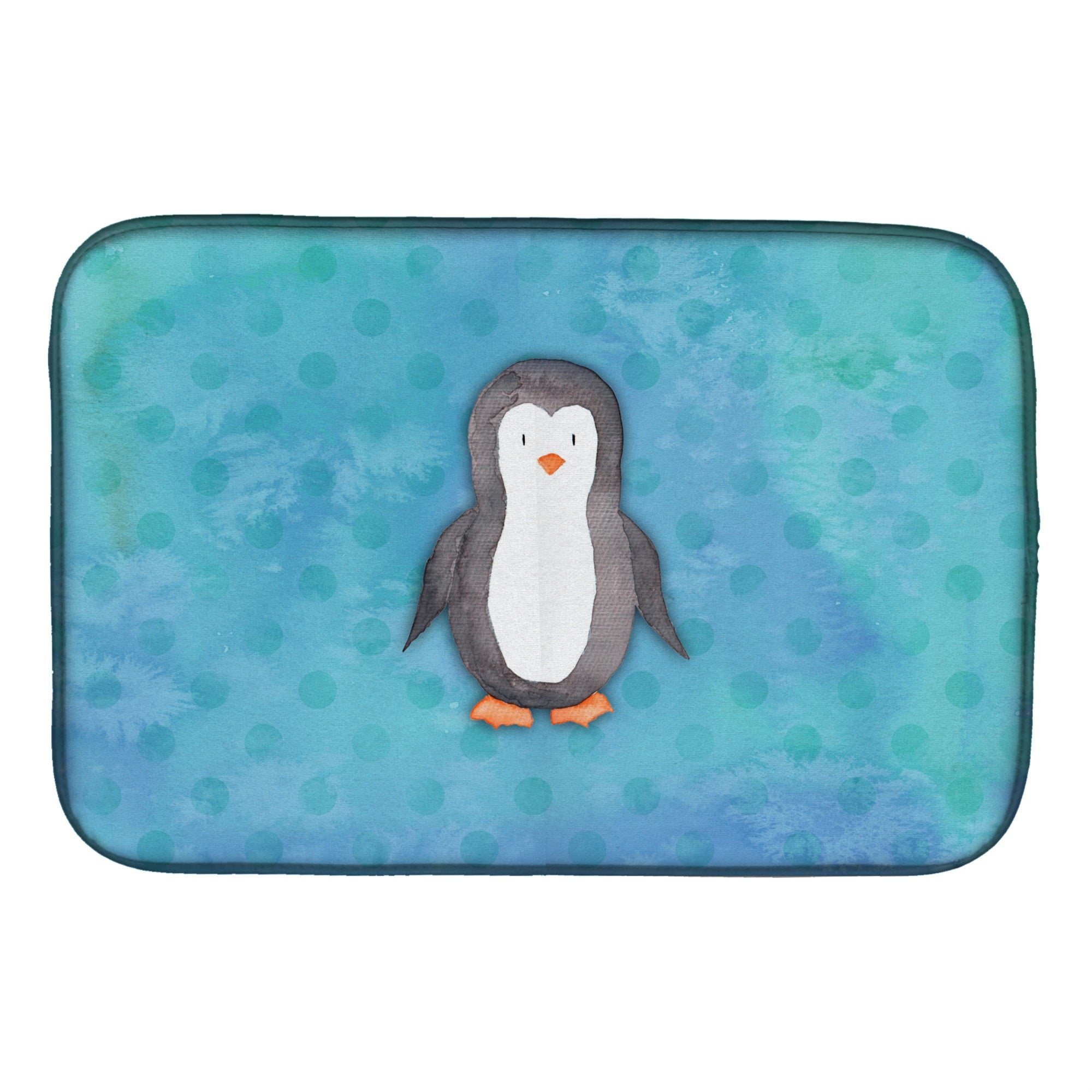 Caroline'S Treasures Polkadot Penguin Watercolor Dish Drying Mat, 14 X 21, Multicolor