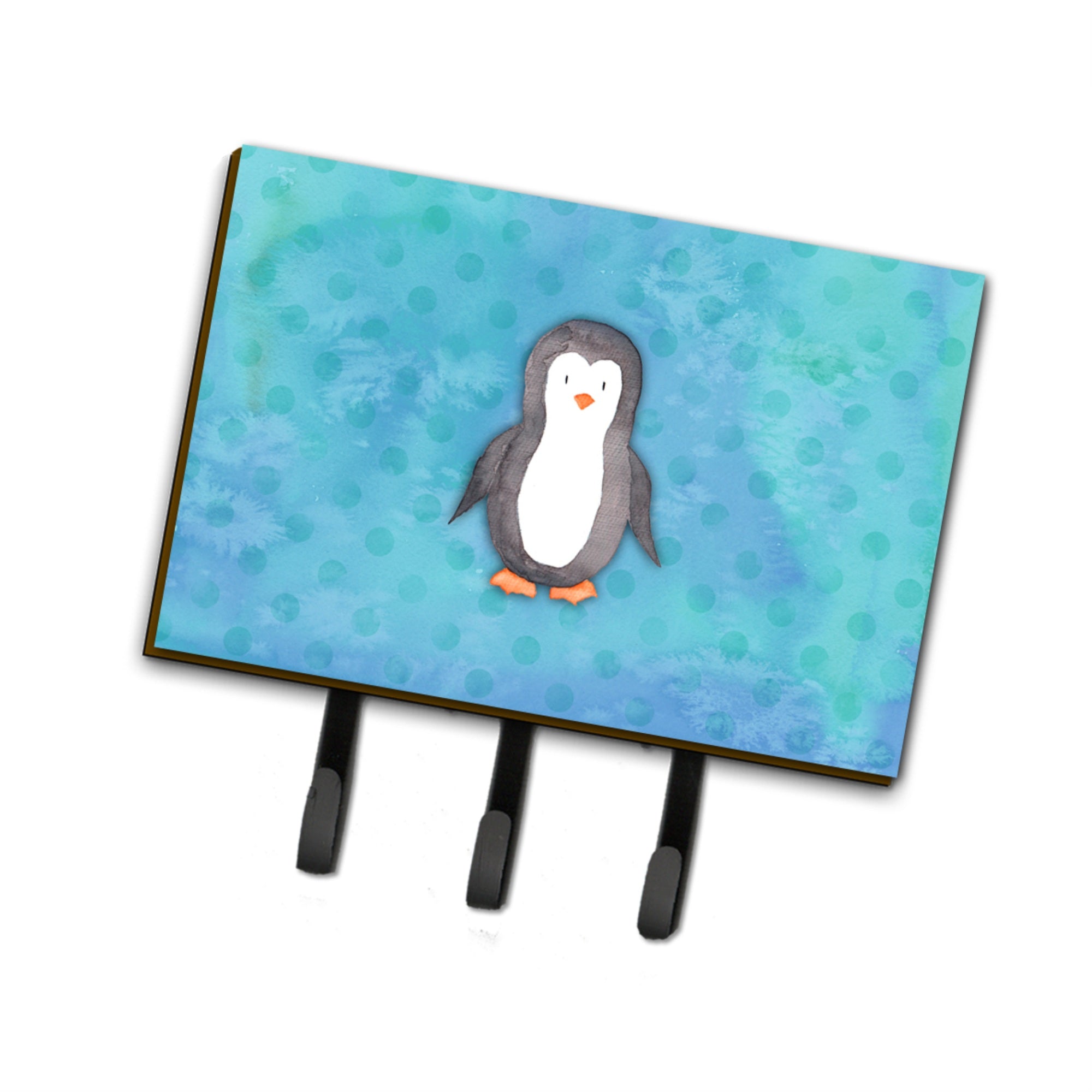 Caroline'S Treasures Polkadot Penguin Watercolor Wall Hook, Triple, Multicolor
