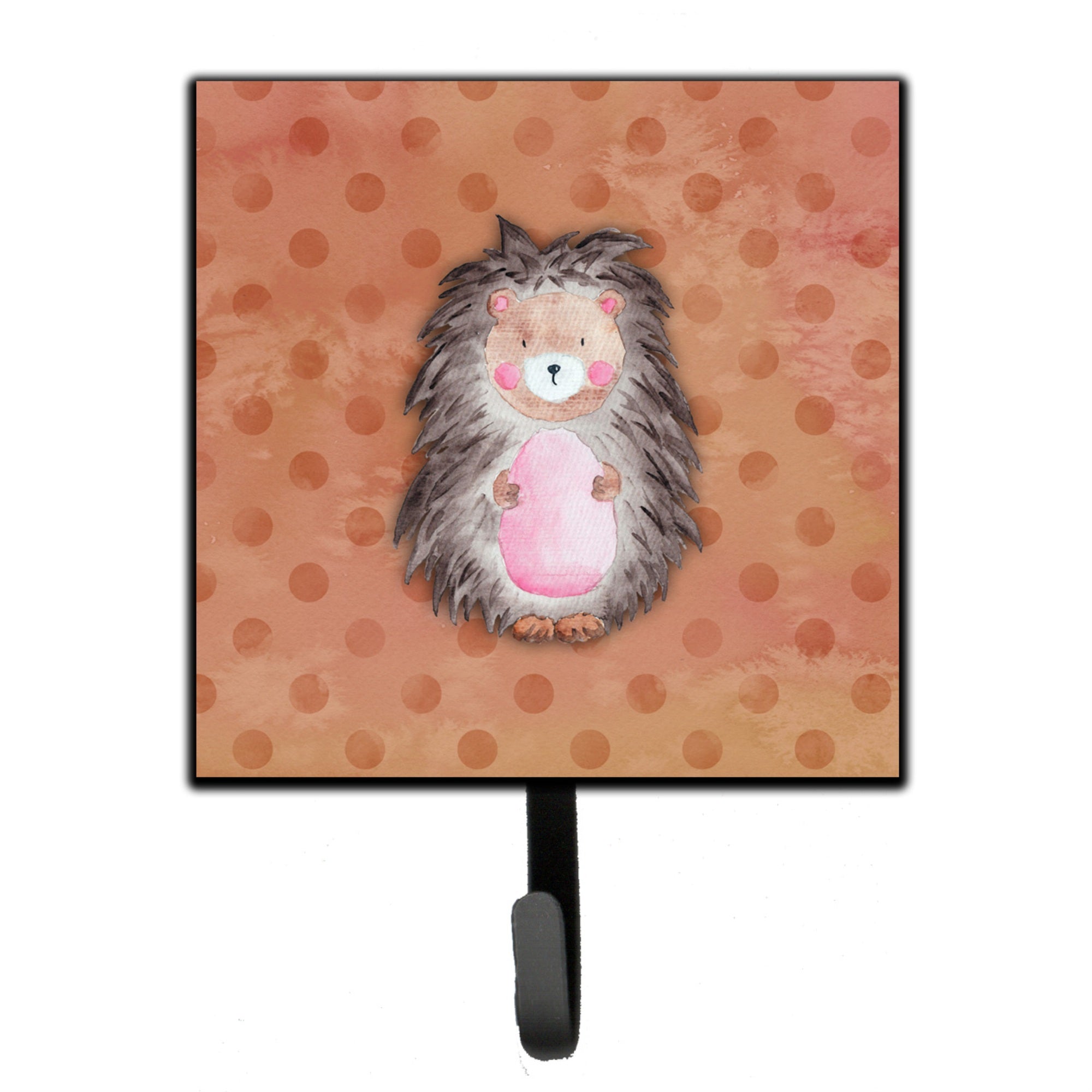 Caroline'S Treasures Polkadot Hedgehog Watercolor Wall Hook, Small, Multicolor
