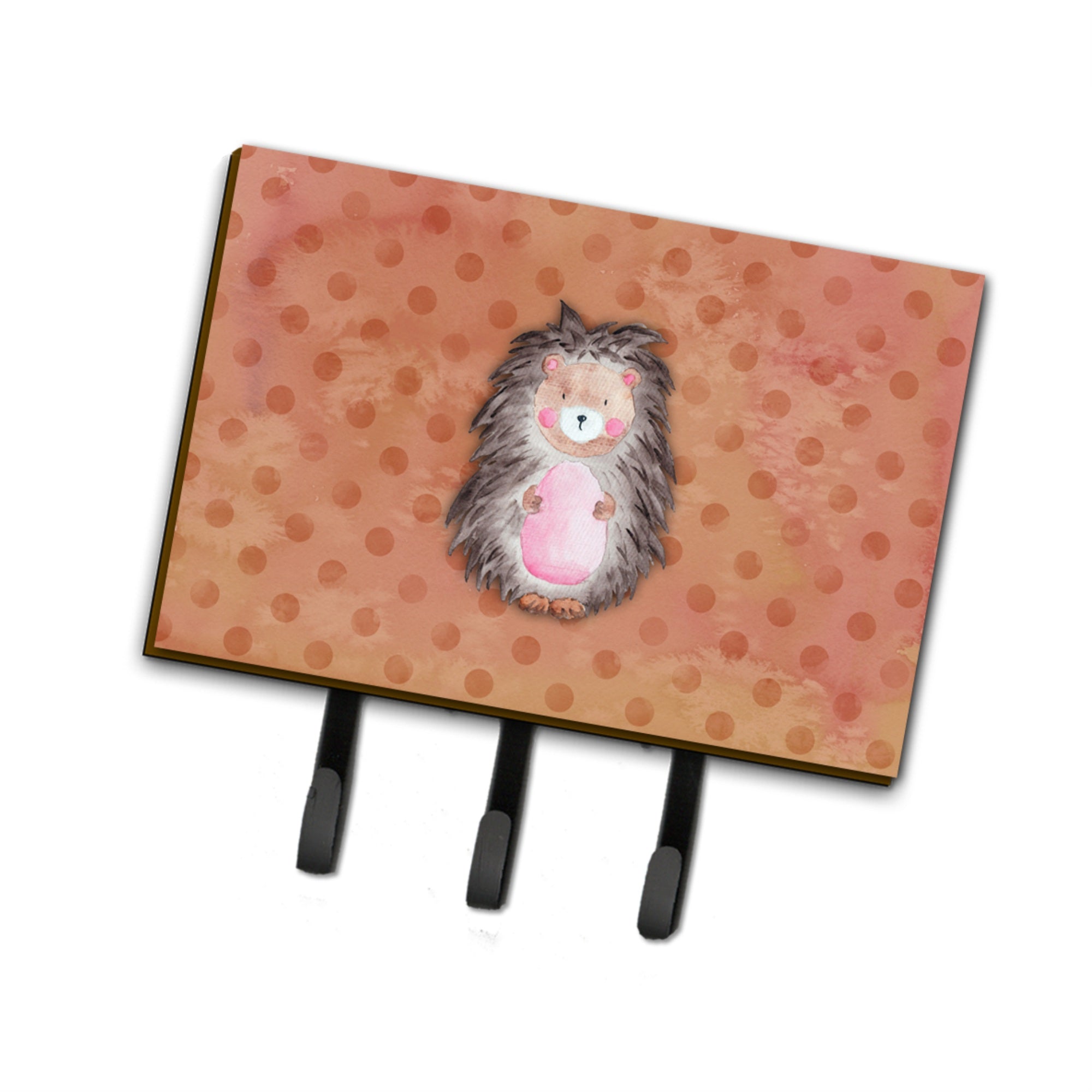 Caroline'S Treasures Polkadot Hedgehog Watercolor Wall Hook, Triple, Multicolor
