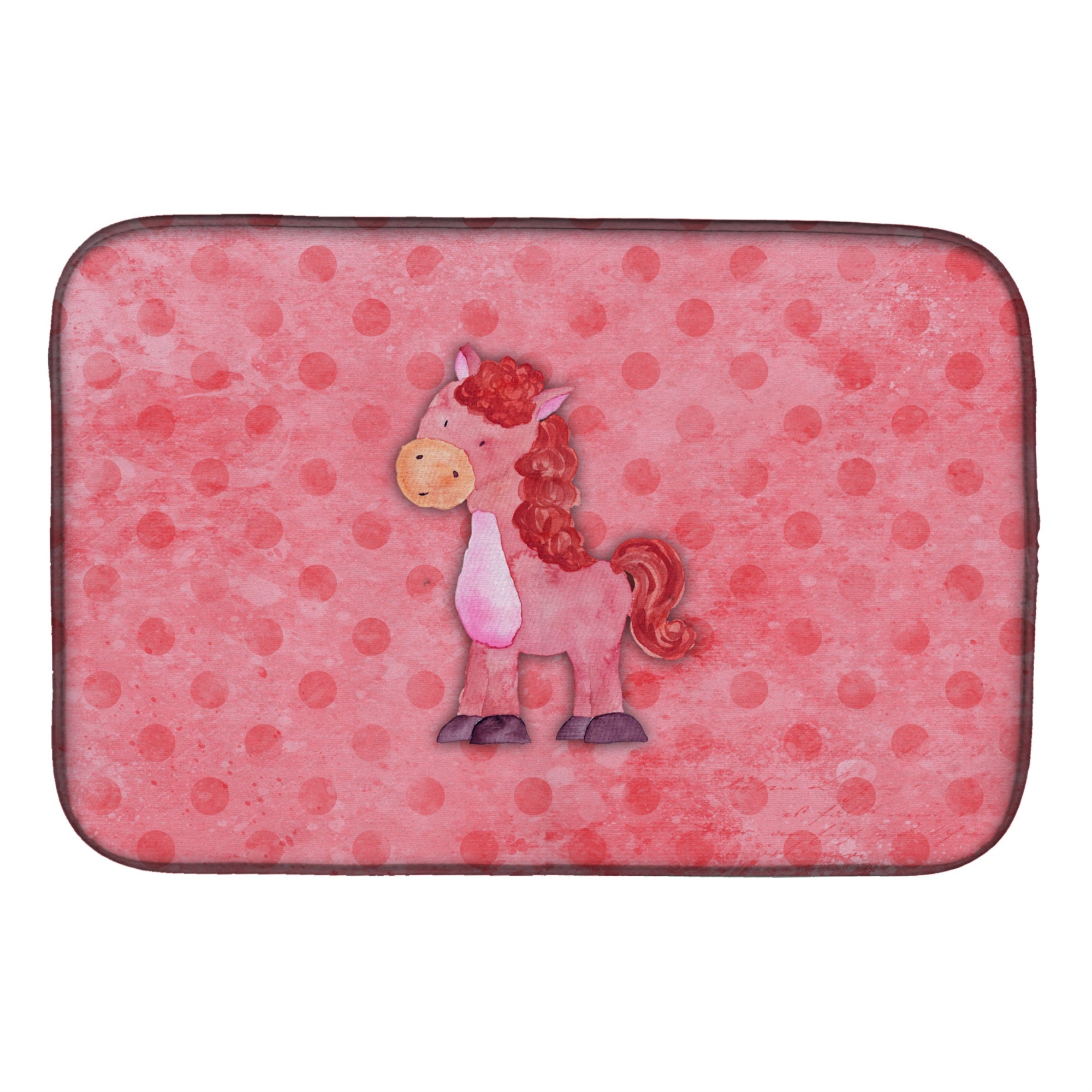 Caroline'S Treasures Polka Dot Horse Watercolor Dish Drying Mat, 14 X 21, Multicolor