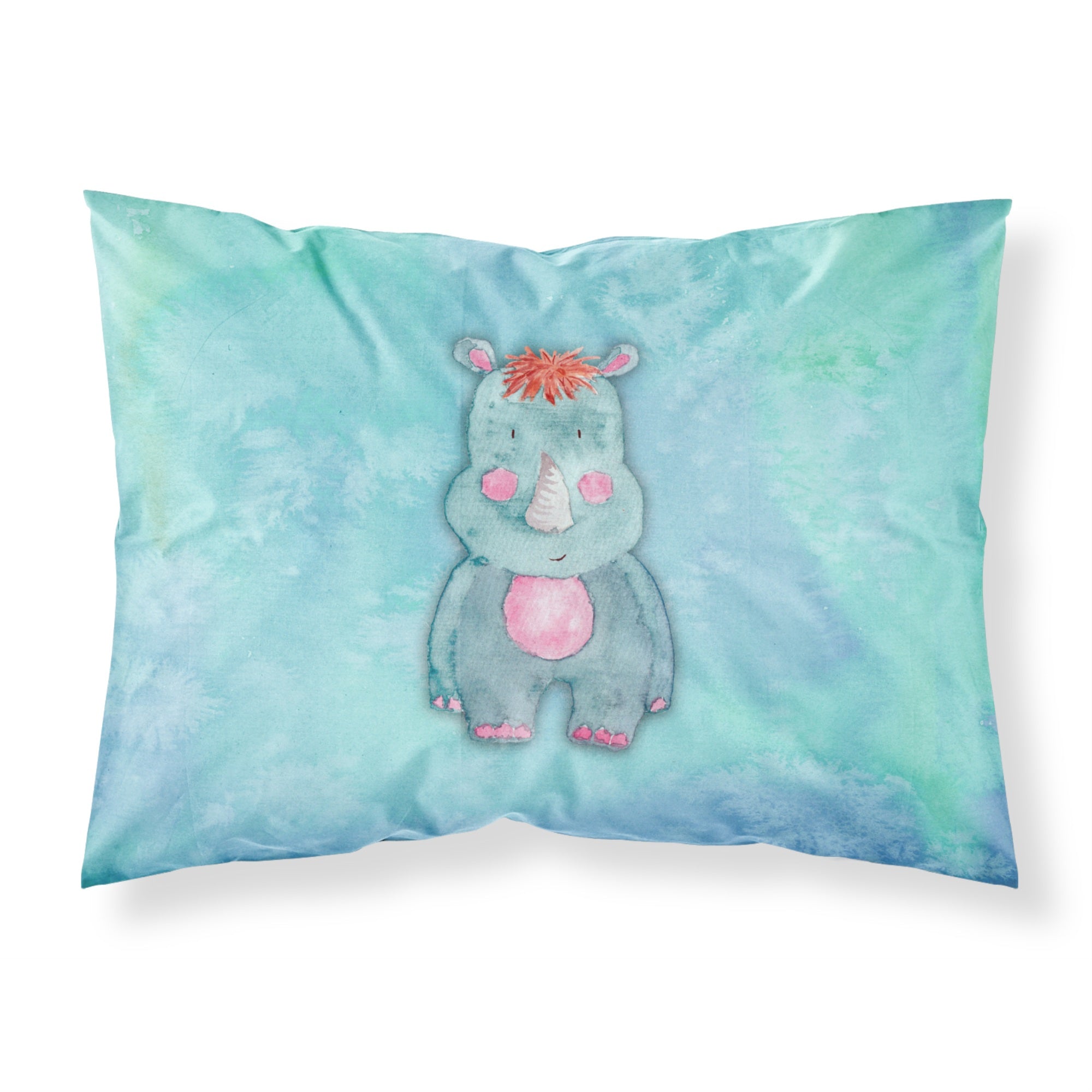 Caroline'S Treasures Rhinoceros Watercolor Printed, Polyester, 250 Thread Count, Envelope Closure Pillowcase, Standard, Multic