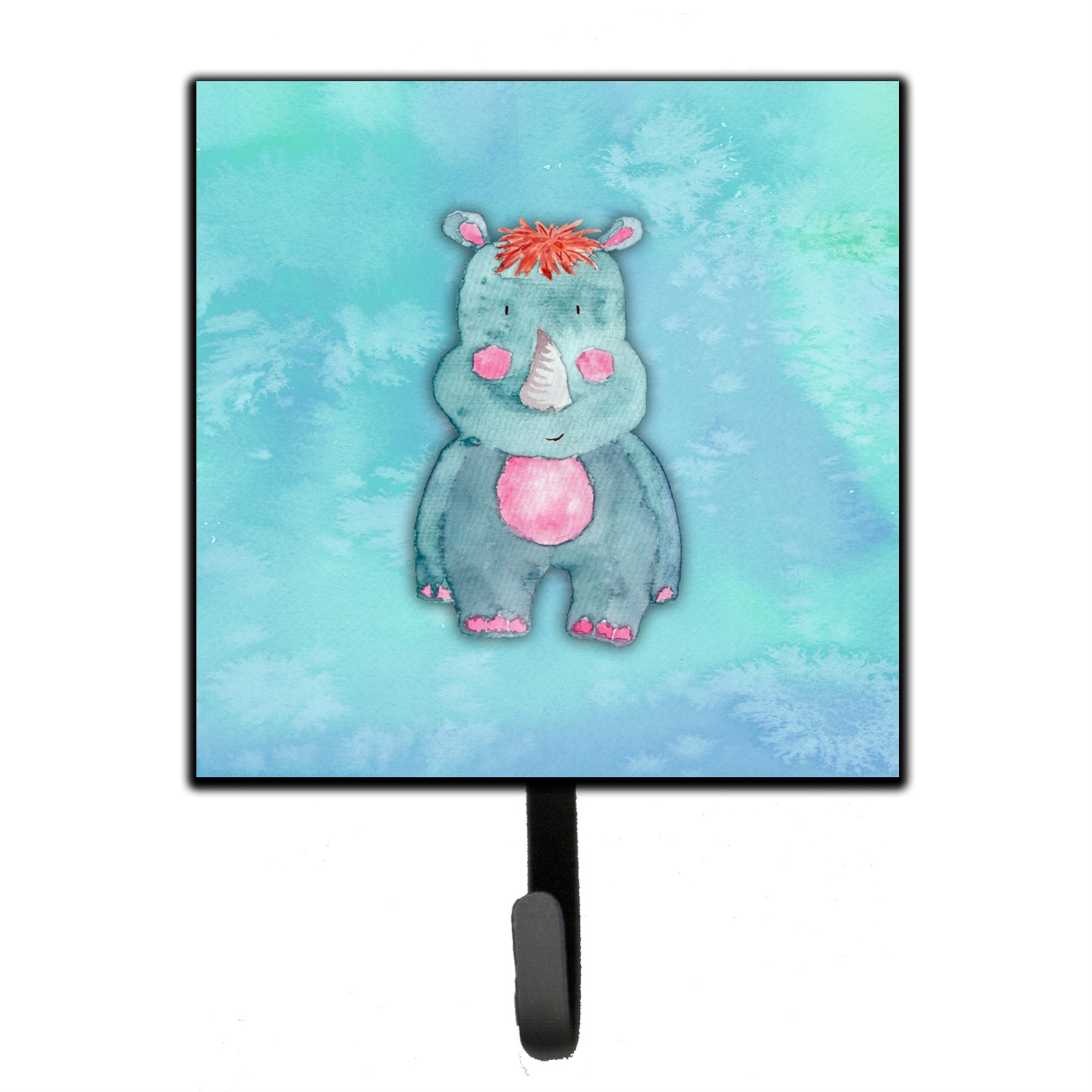 Caroline'S Treasures Rhinoceros Watercolor Wall Hook, Small, Multicolor