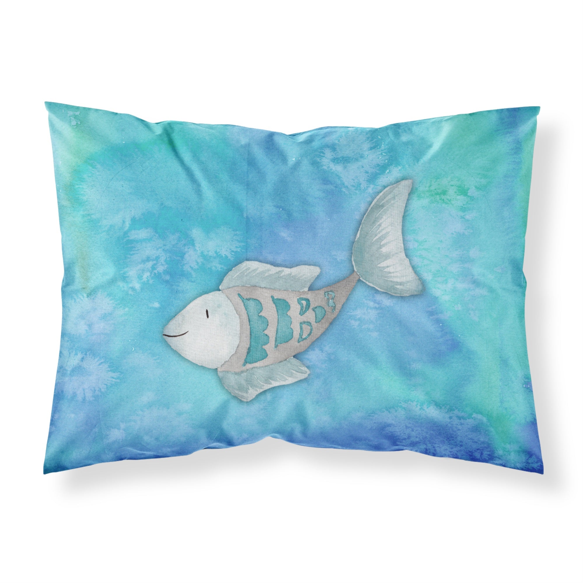 Caroline'S Treasures Blue Fish Watercolor Printed, Polyester, 250 Thread Count, Envelope Closure Pillowcase, Standard, Multico