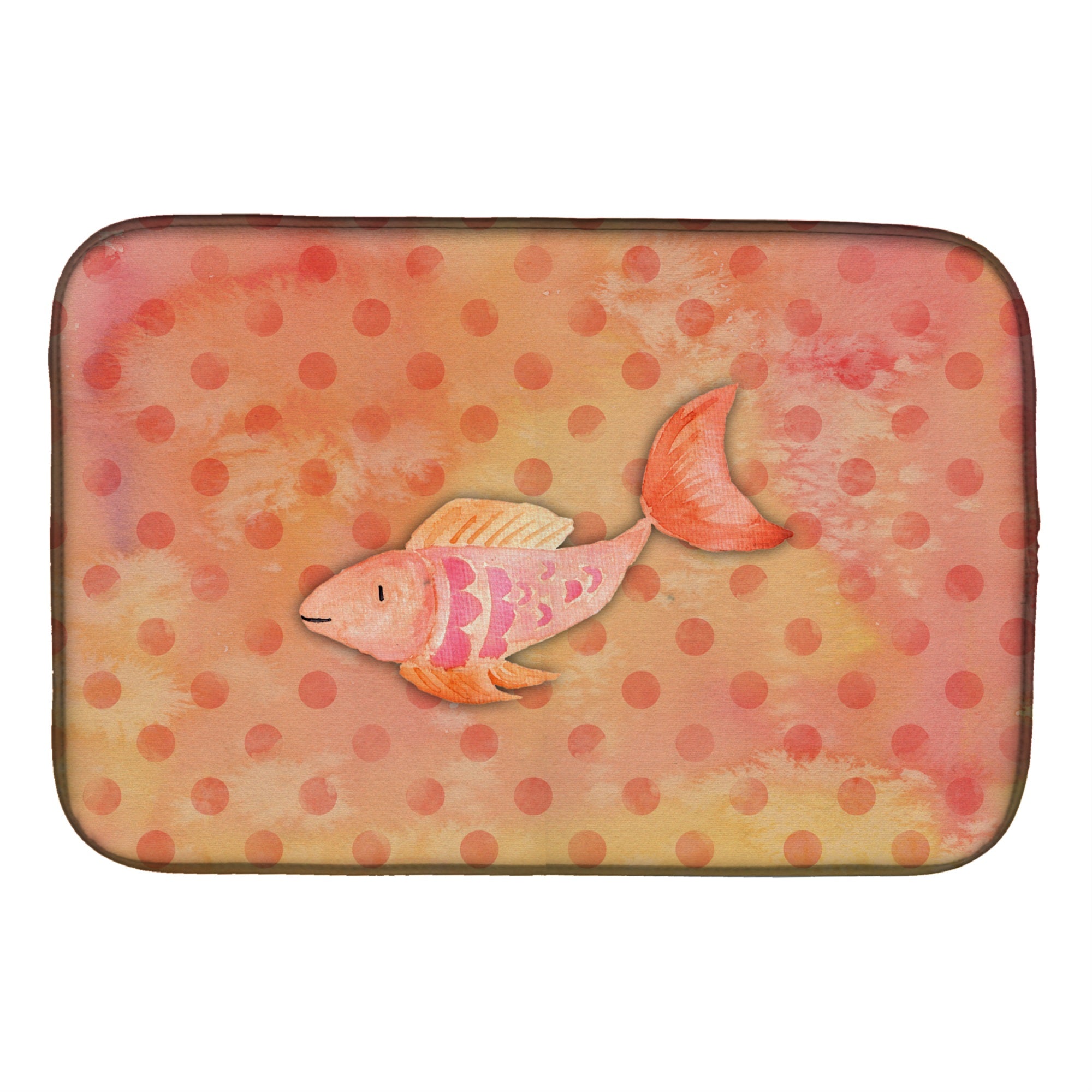 Caroline'S Treasures Orange Fish Watercolor Dish Drying Mat, 14 X 21, Multicolor