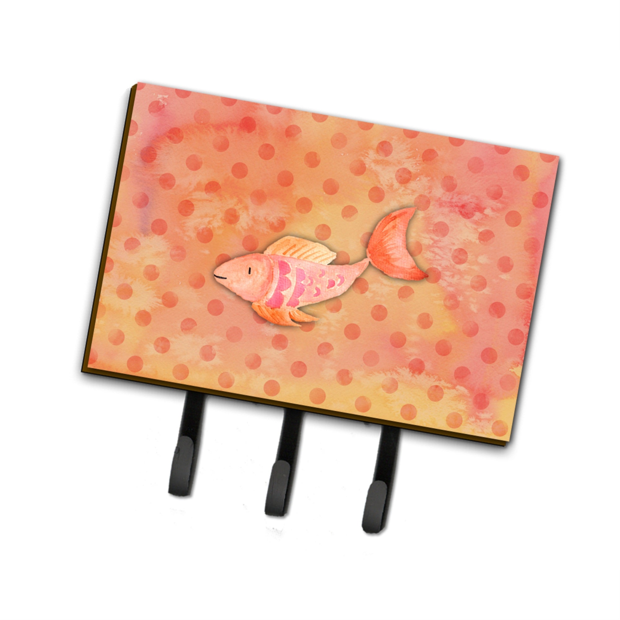 Caroline'S Treasures Orange Fish Watercolor Wall Hook, Triple, Multicolor