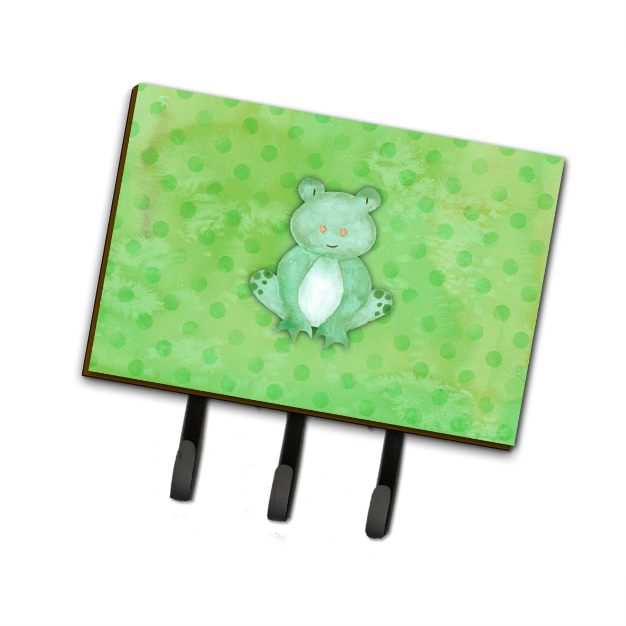 Caroline'S Treasures Polkadot Frog Watercolor Wall Hook, Triple, Multicolor