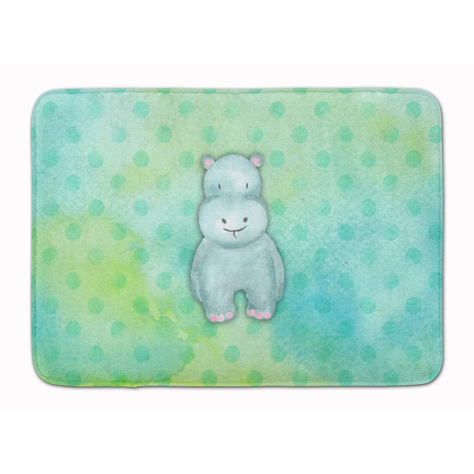 Caroline'S Treasures Polkadot Hippopotamus Watercolor Floor Mat, 19H X 27W, Multicolor
