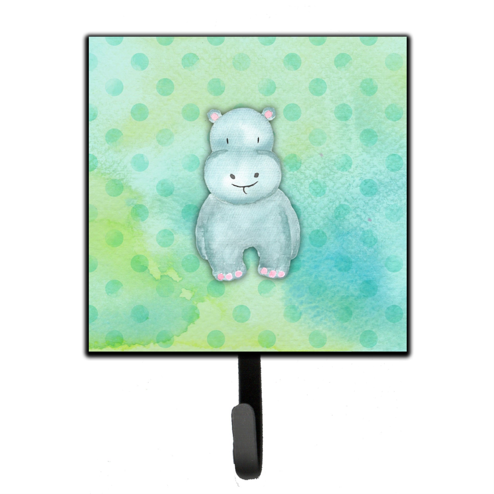 Caroline'S Treasures Polkadot Hippopotamus Watercolor Wall Hook, Small, Multicolor