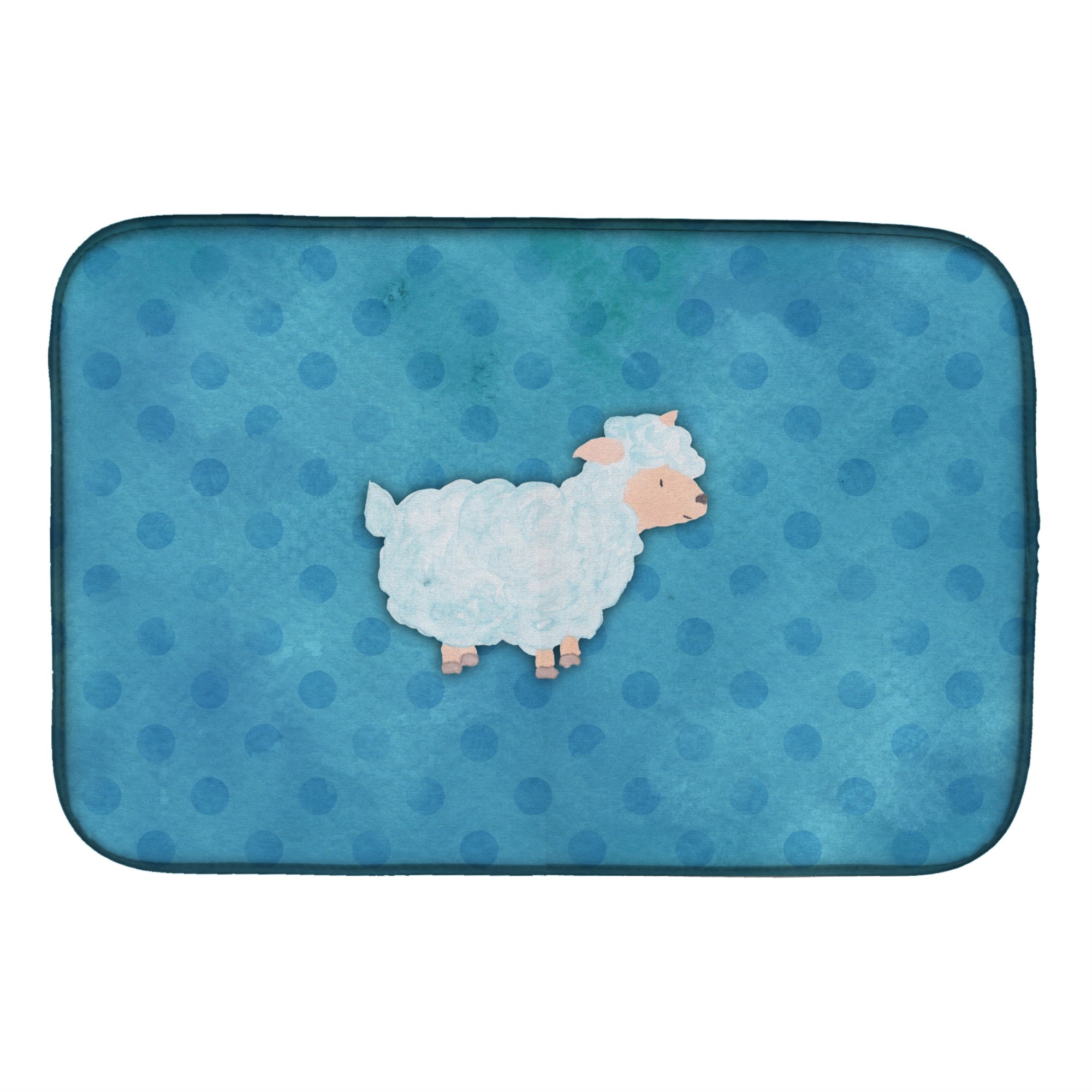 Caroline'S Treasures Polkadot Sheep Lamb Watercolor Dish Drying Mat, 14 X 21, Multicolor