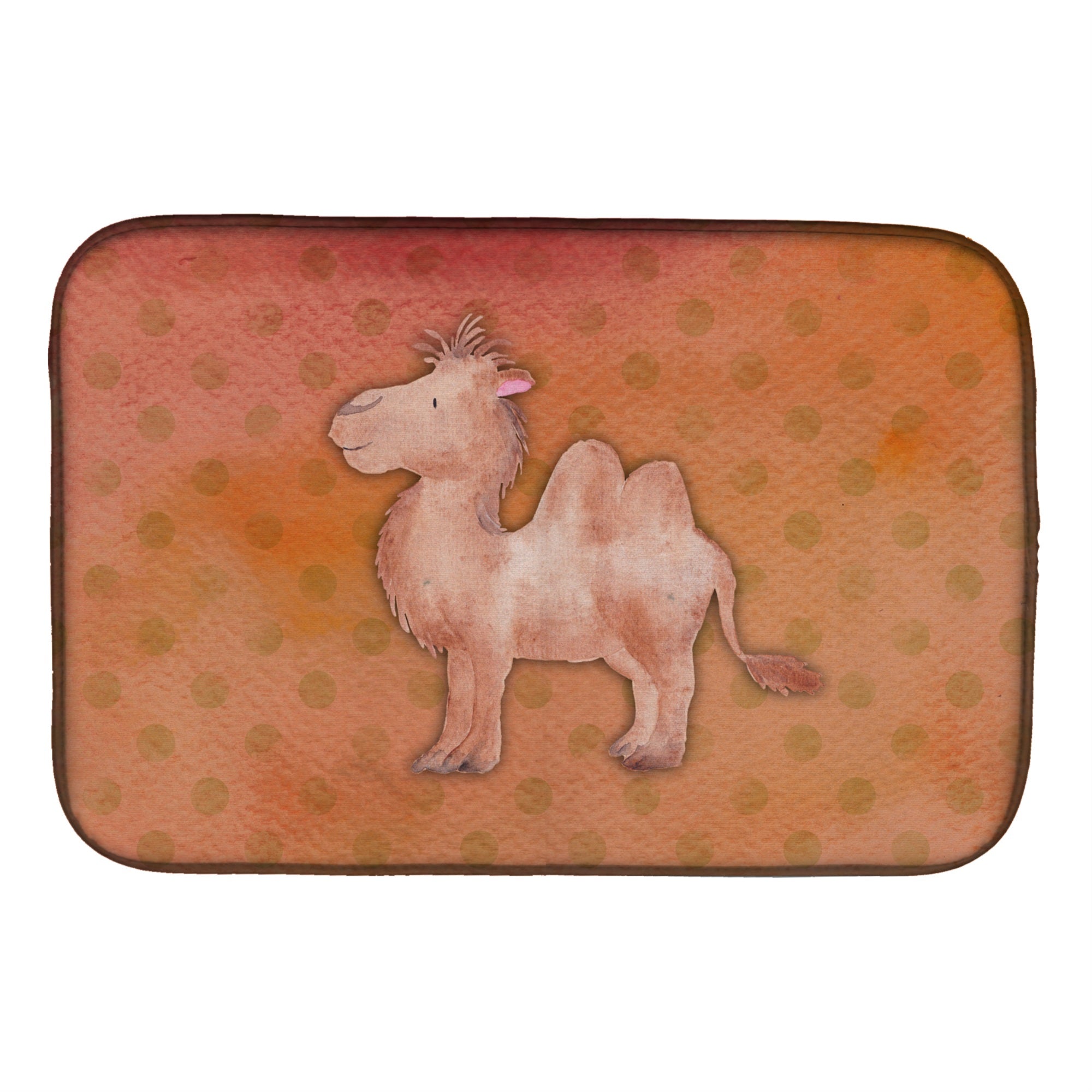Caroline'S Treasures Polkadot Camel Watercolor Dish Drying Mat, 14 X 21, Multicolor