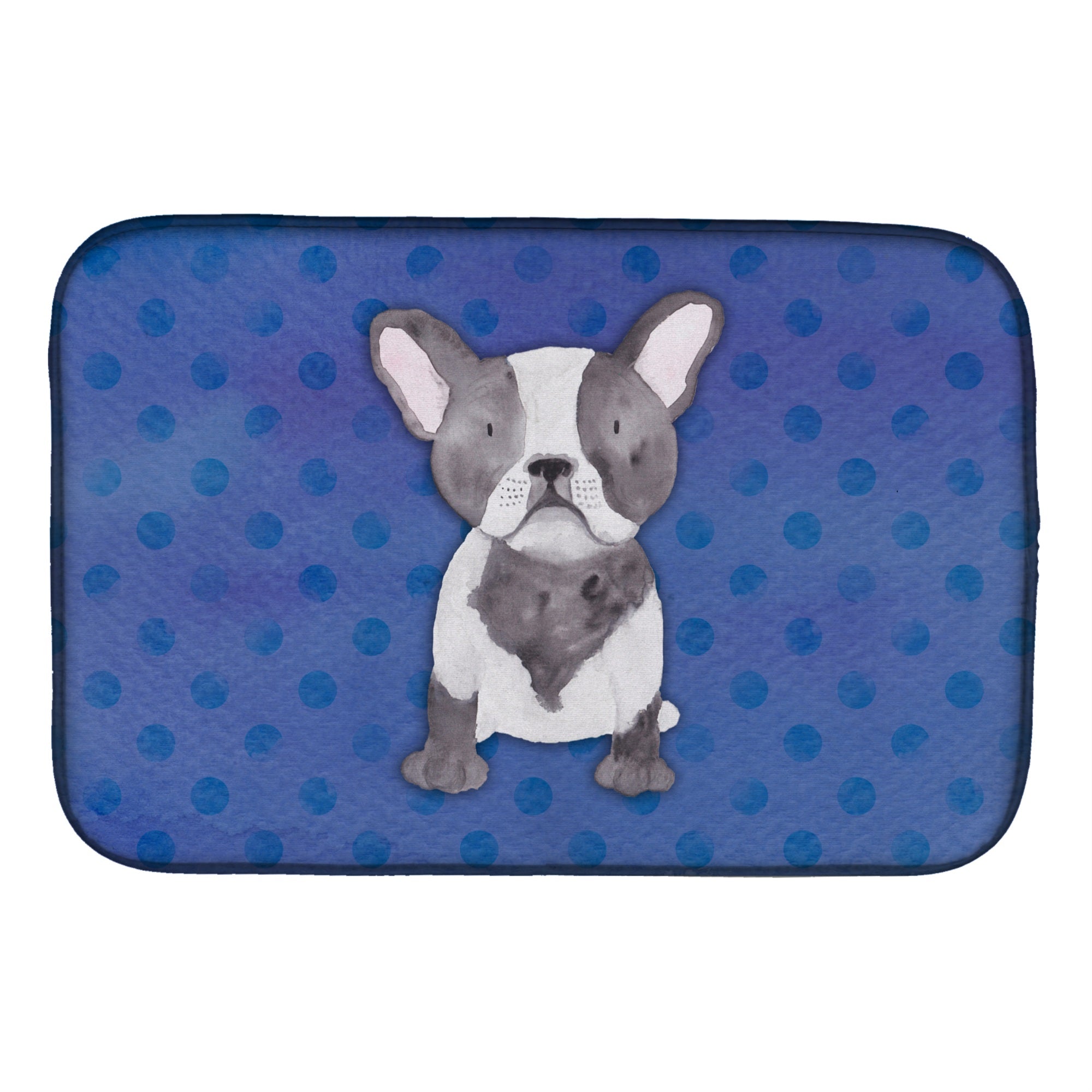 Caroline'S Treasures French Bulldog Polka Dot Watercolor Dish Drying Mat, 14 X 21, Multicolor