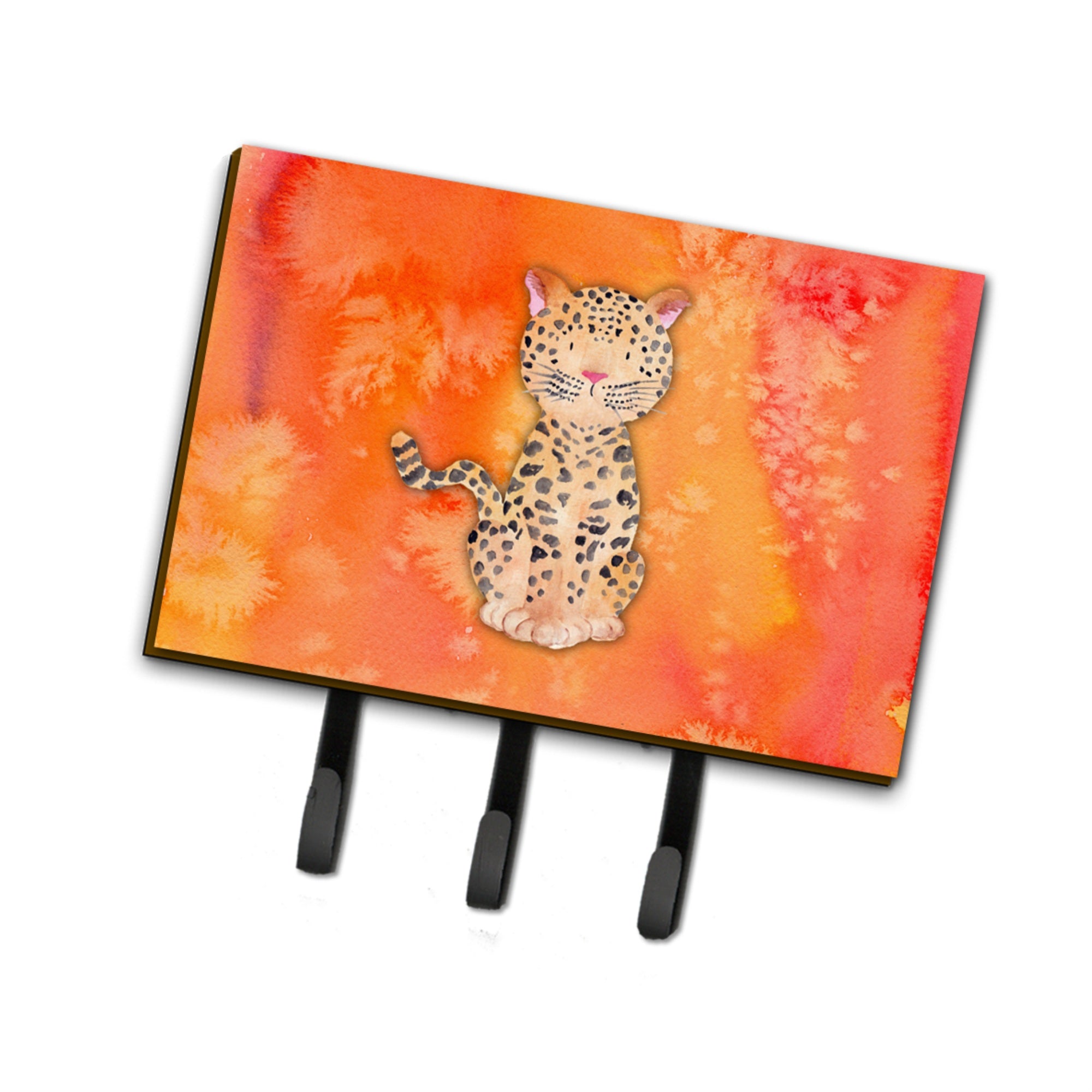 Caroline'S Treasures Leopard Watercolor Wall Hook, Triple, Multicolor