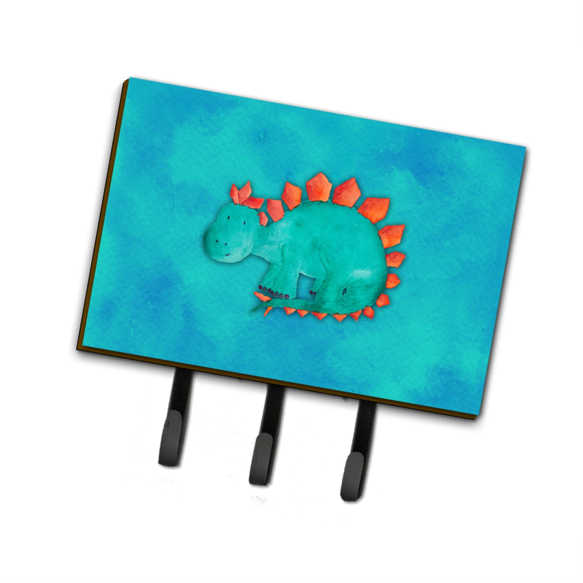 Caroline'S Treasures Stegosaurus Watercolor Wall Hook, Triple, Multicolor