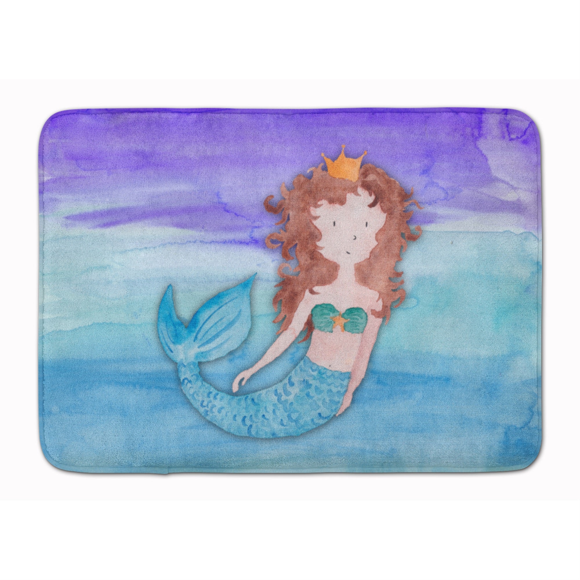 Caroline'S Treasures Brunette Mermaid Watercolor Floor Mat, 19 X 27, Multicolor