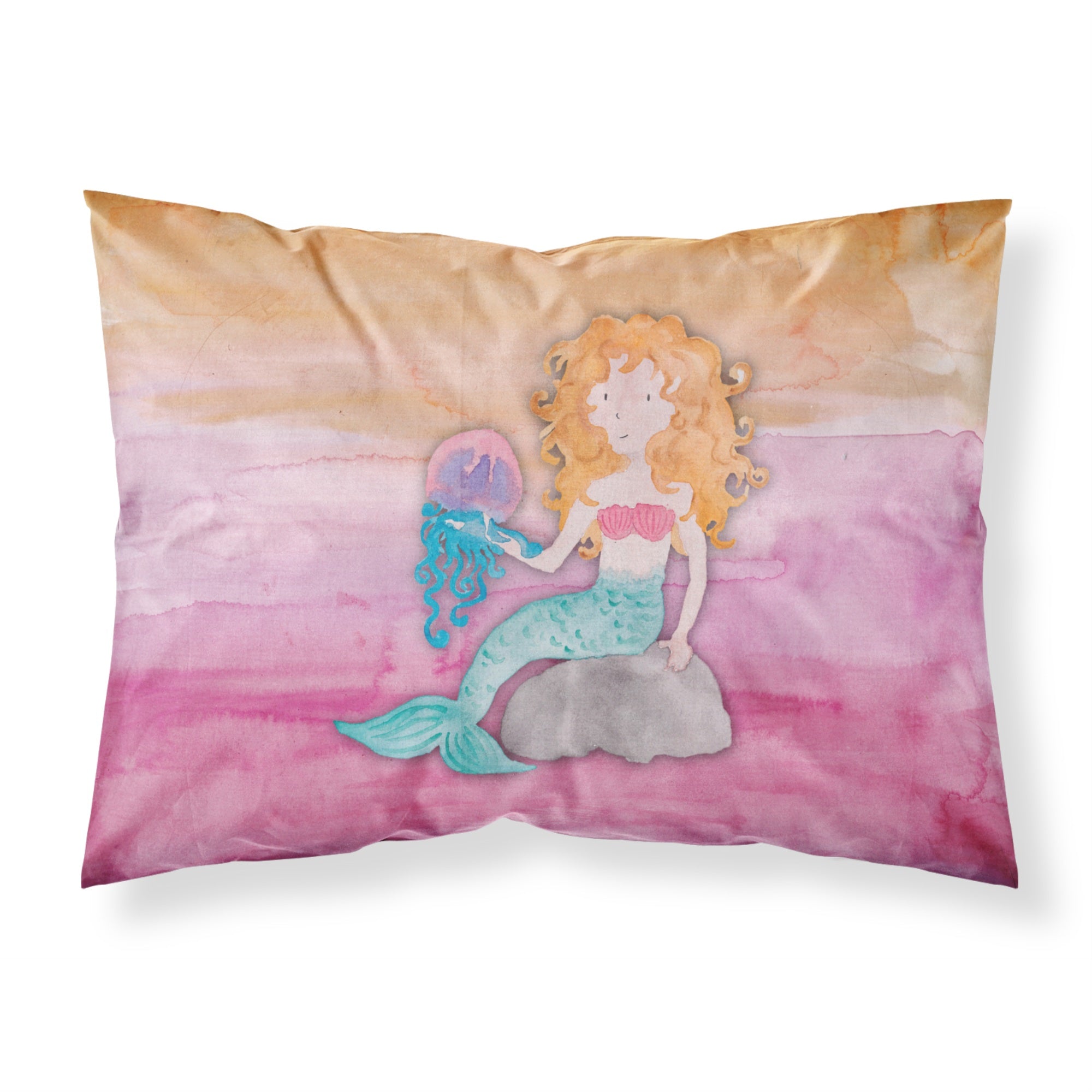 Caroline'S Treasures Blonde Mermaid Watercolor Printed, Polyester Envelope Closure Pillowcase, Standard, Multicolor