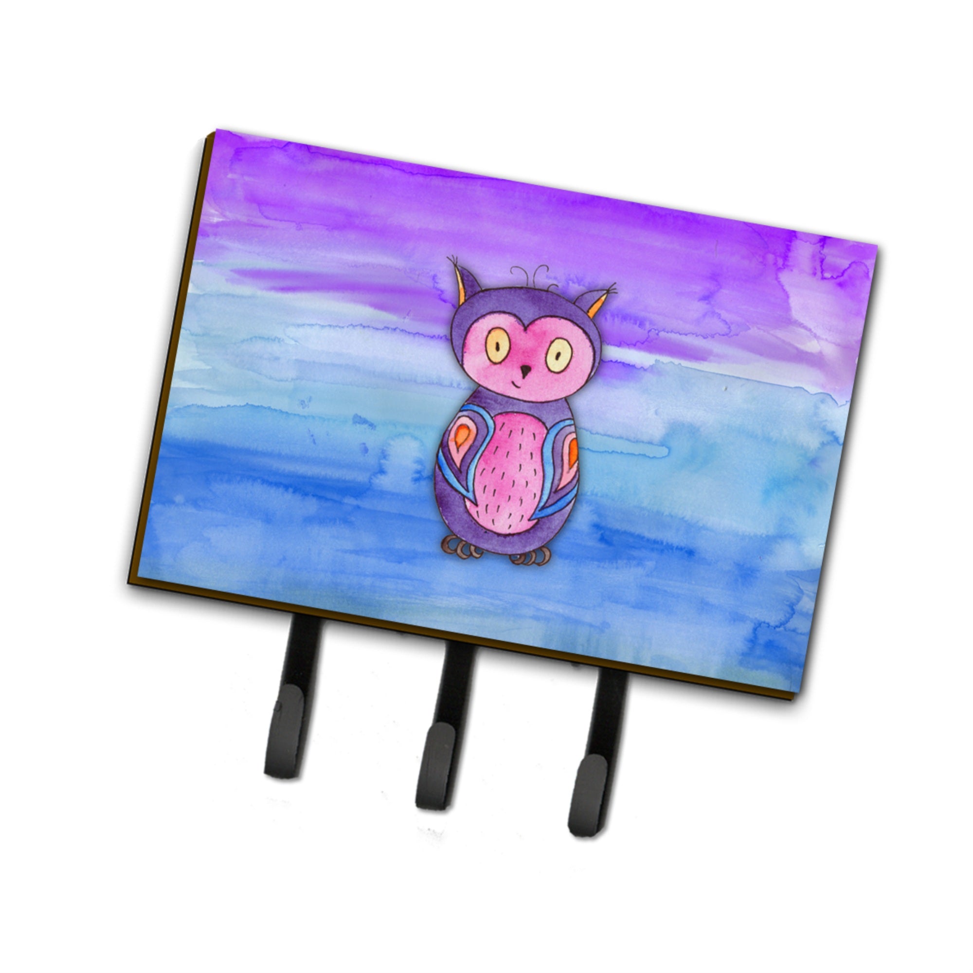 Caroline'S Treasures Pink And Purple Owl Watercolor Wall Hook, Triple, Multicolor