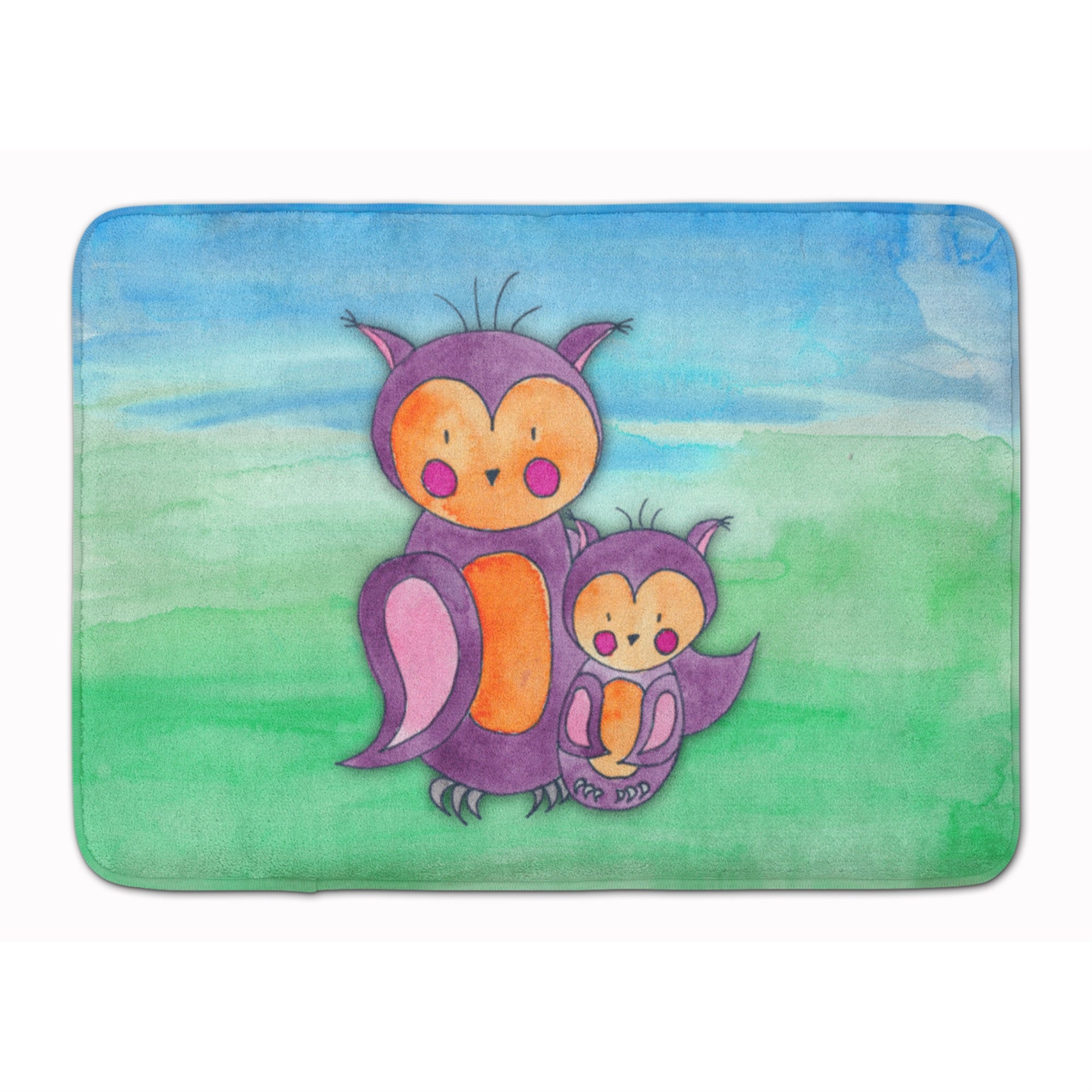 Caroline'S Treasures Momma And Baby Owl Watercolor Floor Mat, 19 X 27, Multicolor