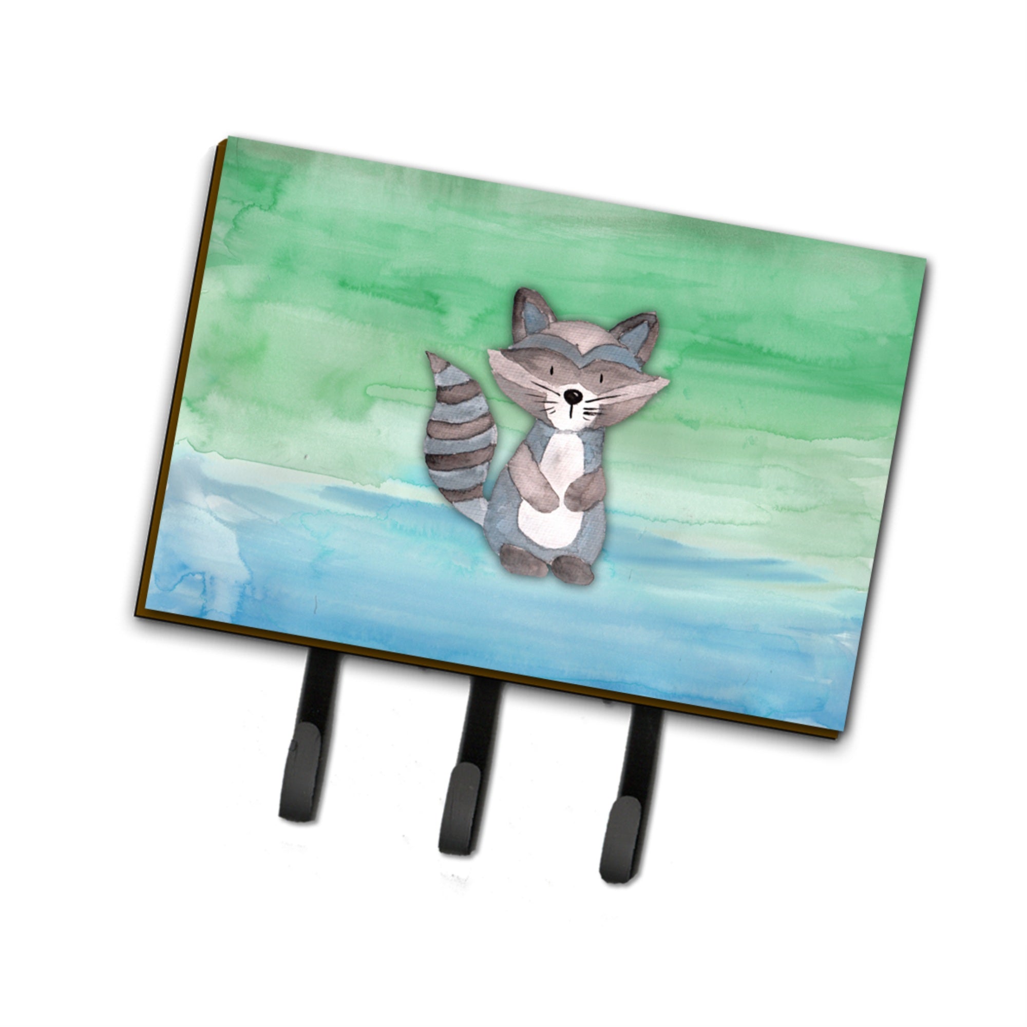 Caroline'S Treasures Raccoon Watercolor Wall Hook, Triple, Multicolor