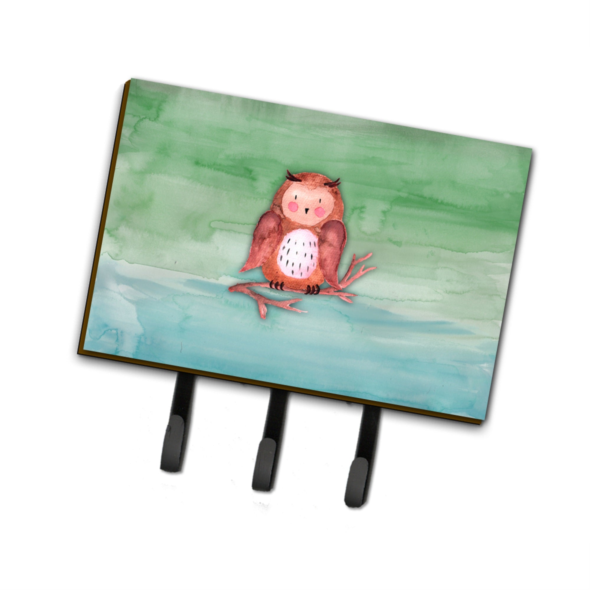 Caroline'S Treasures Brown Owl Watercolor Wall Hook, Triple, Multicolor