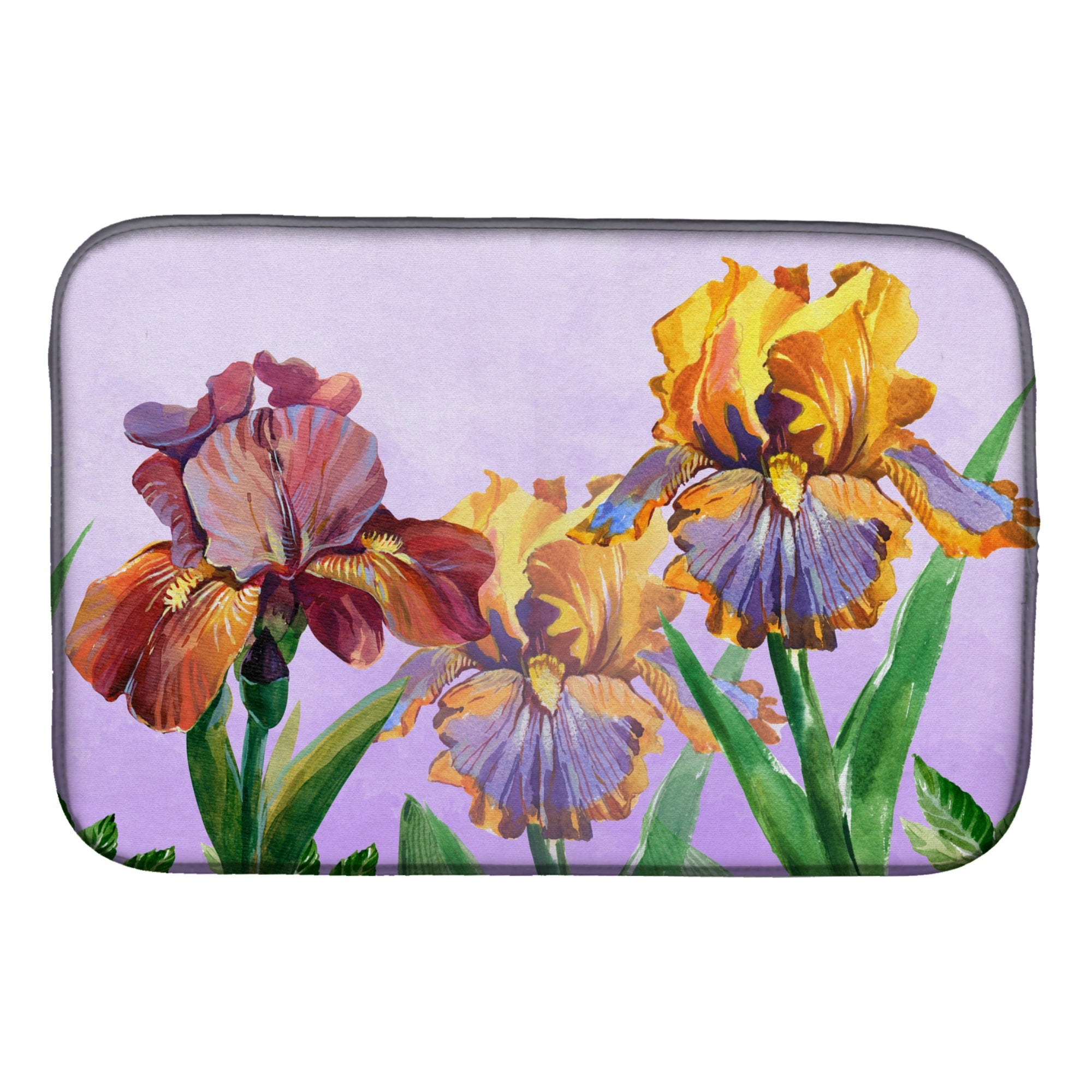 Caroline'S Treasures Purple And Yellow Iris Dish Drying Mat, 14 X 21, Multicolor