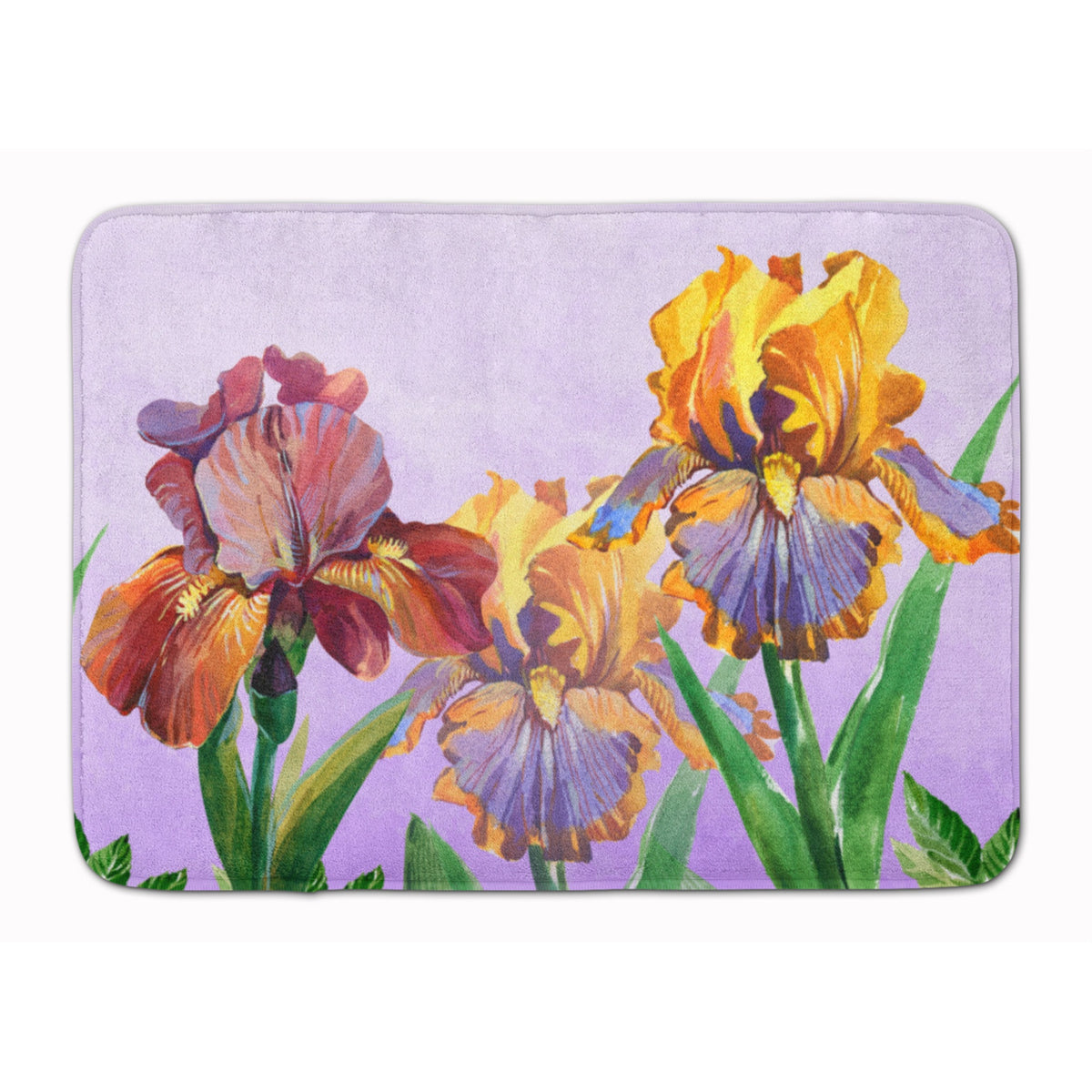 Caroline'S Treasures Purple And Yellow Iris Machine Washable Memory Foam Mat Doormats
