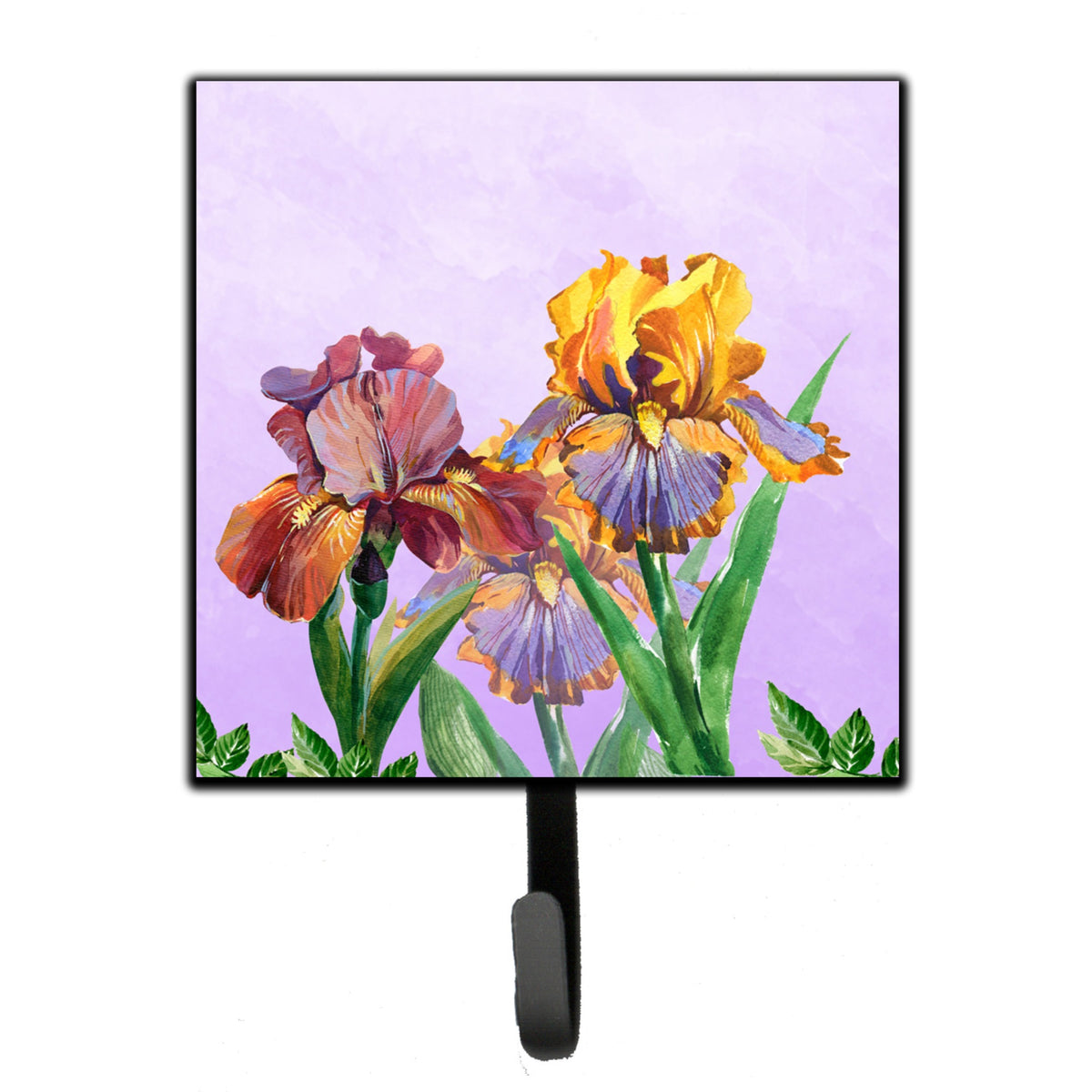 Caroline'S Treasures Purple And Yellow Iris Leash Or Key Holder Hooks