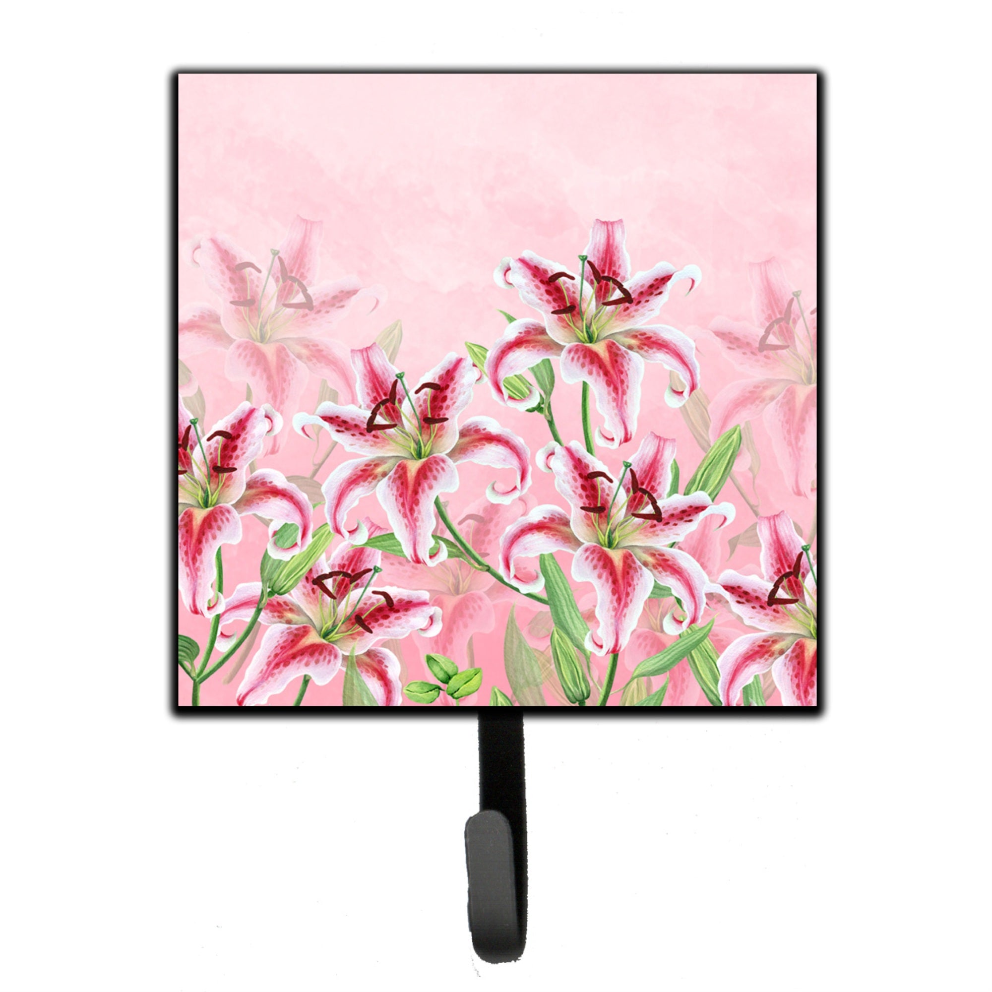 Caroline'S Treasures Pink Lillies Leash Or Key Holder Hooks