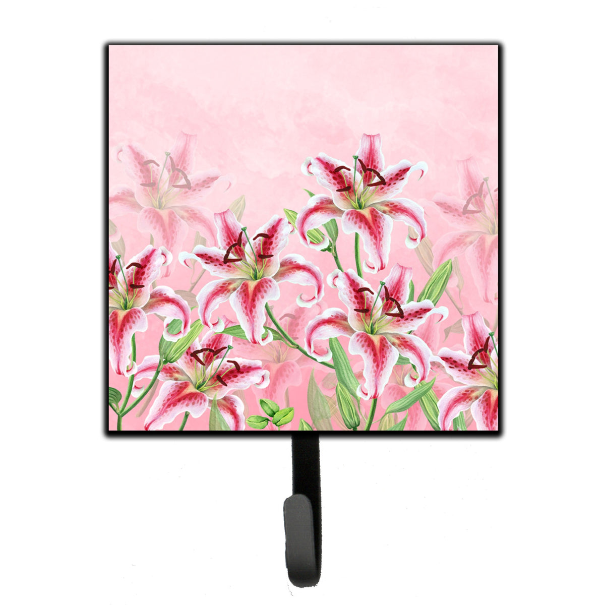 Caroline'S Treasures Pink Lillies Leash Or Key Holder Hooks