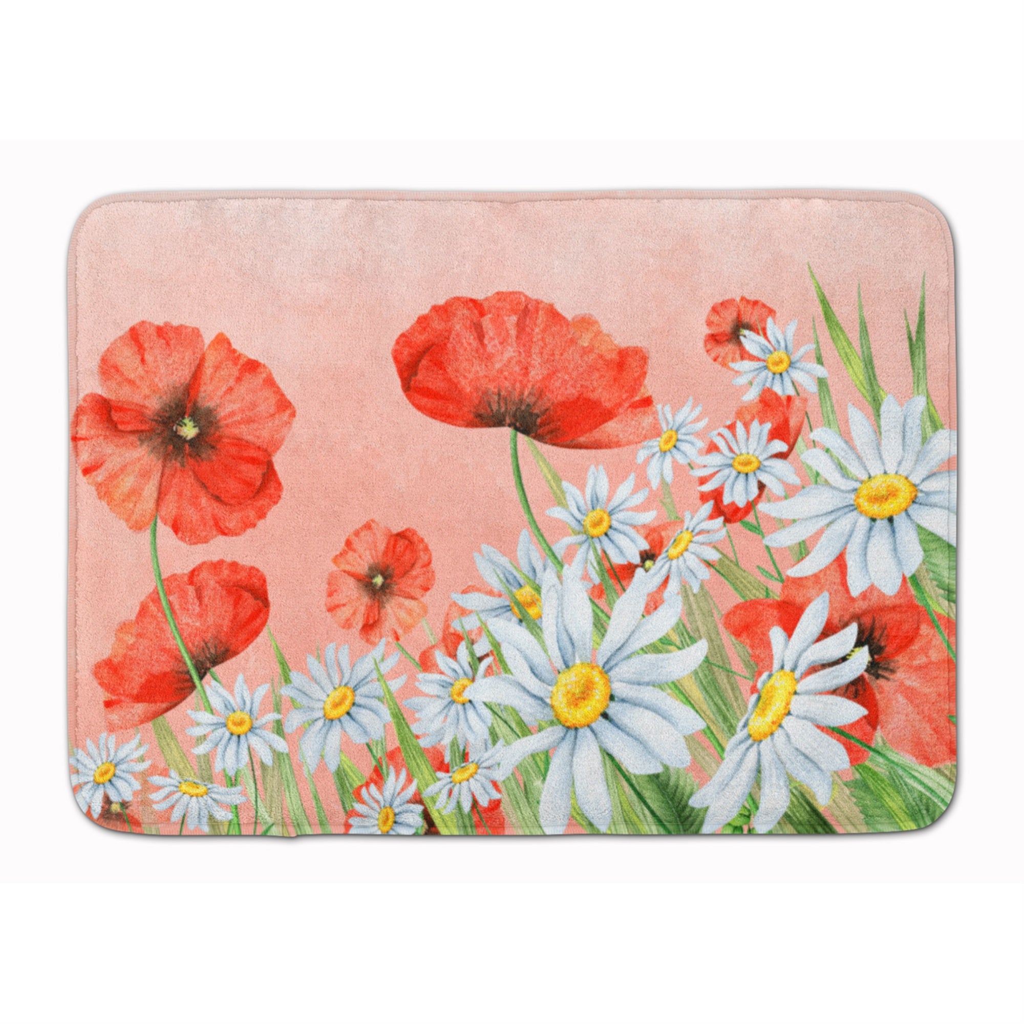 Caroline'S Treasures Poppies And Chamomiles Machine Washable Memory Foam Mat Doormats, Multicolor
