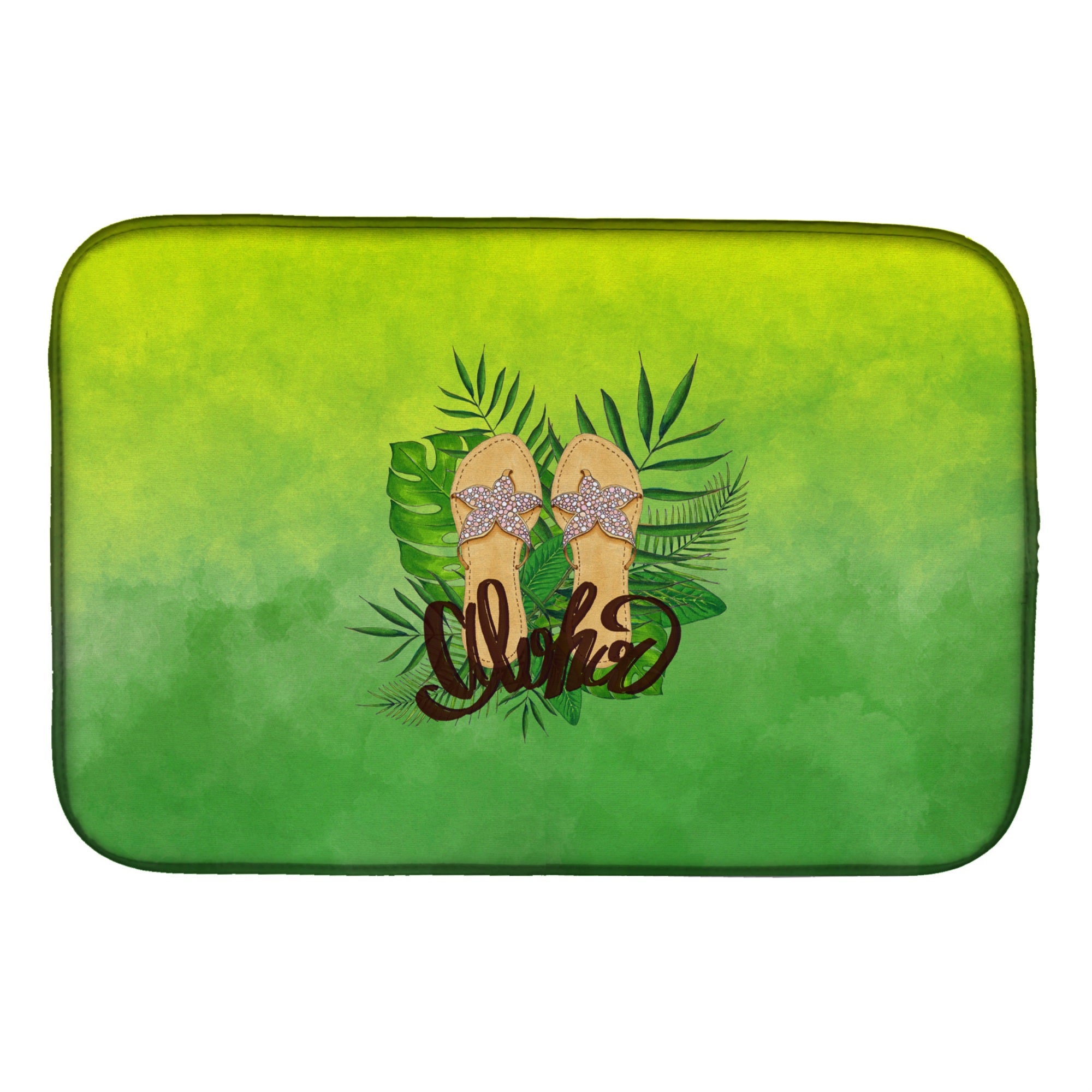 Caroline'S Treasures Aloha Flip Flops Dish Drying Mat, 14 X 21, Multicolor