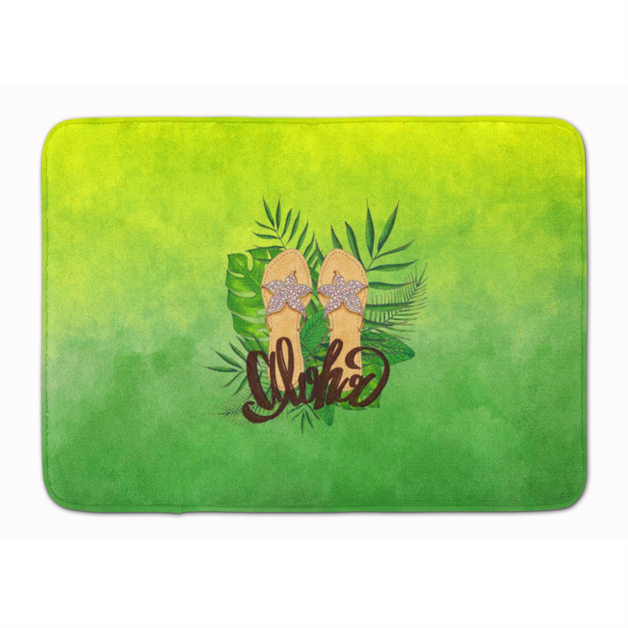 Caroline'S Treasures Aloha Flip Flops Machine Washable Memory Foam Mat Doormats, Multicolor