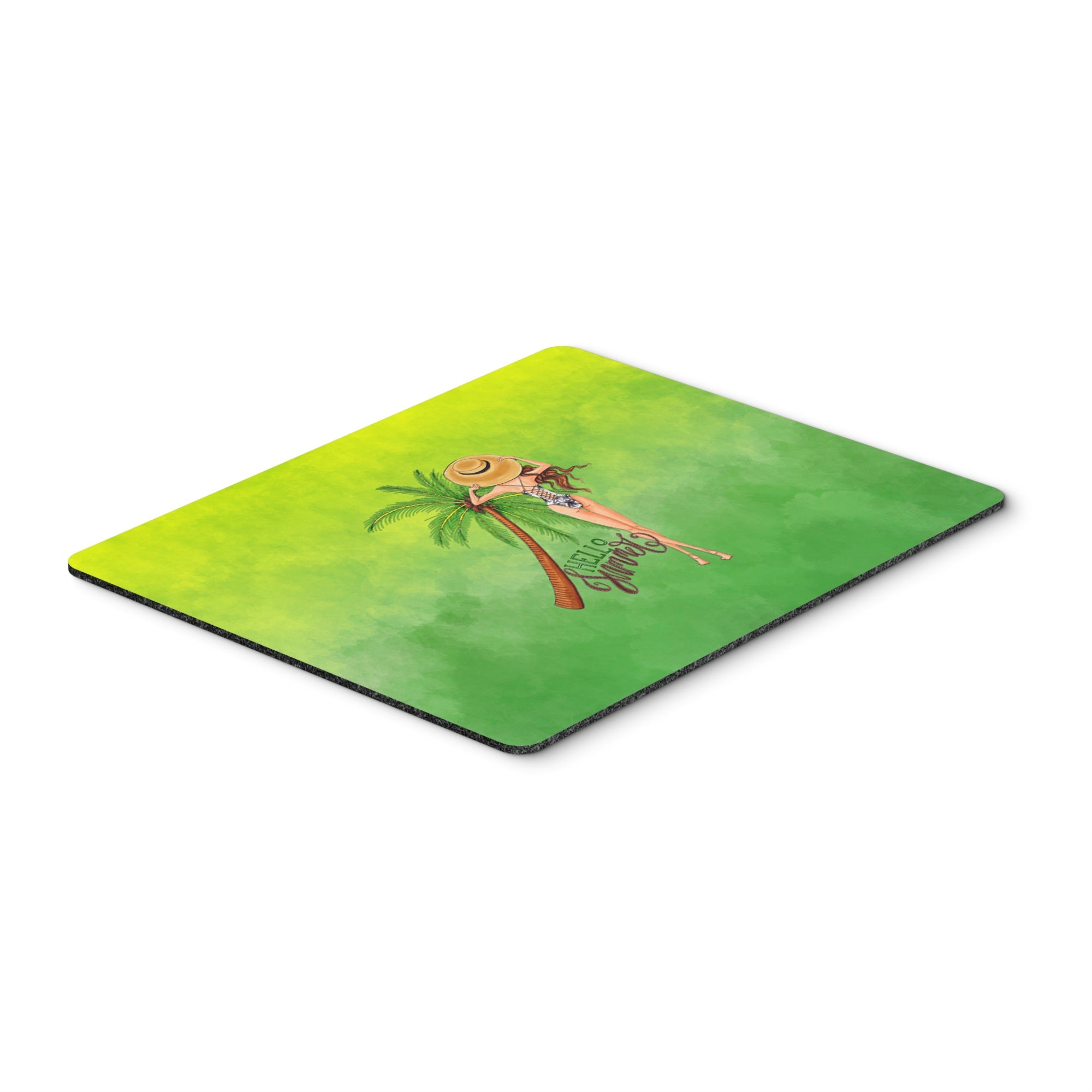 Hello Summer Lady In Swimsuit Mouse Pad, Hot Pad Or Trivet