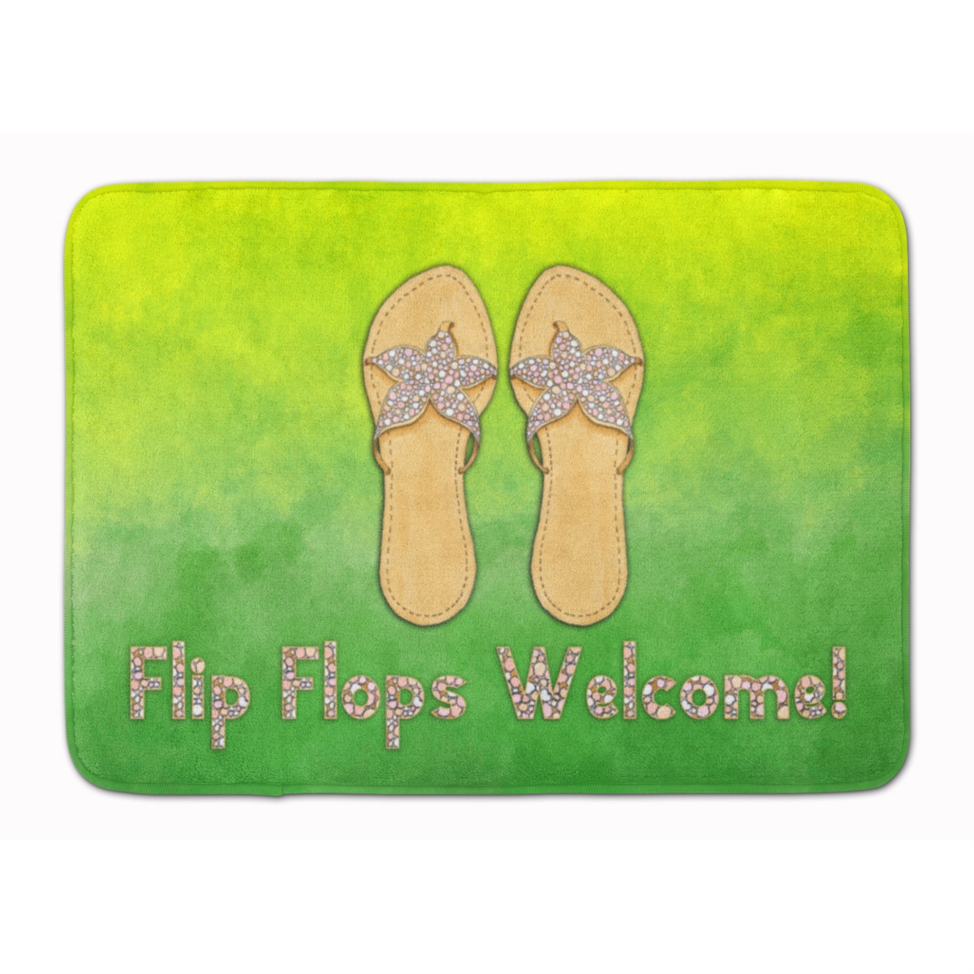 Caroline'S Treasures Flip Flops Welcome Machine Washable Memory Foam Mat Doormats, Multicolor