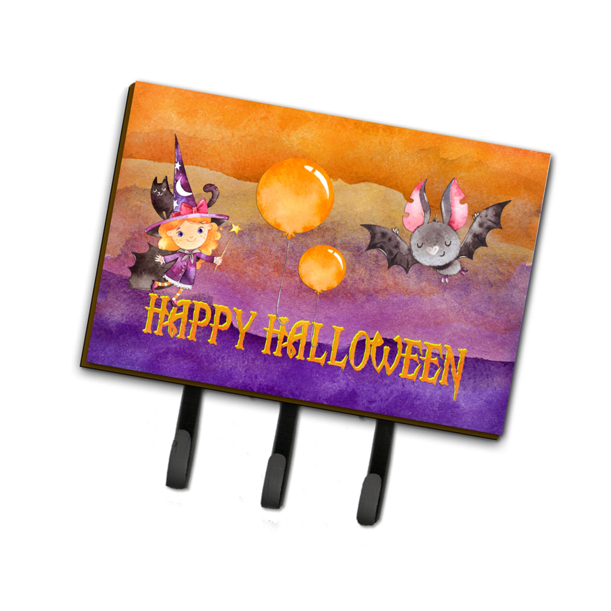 Caroline'S Treasures Halloween Little Witch And Bat Leash Or Key Holder Hooks, Multicolor