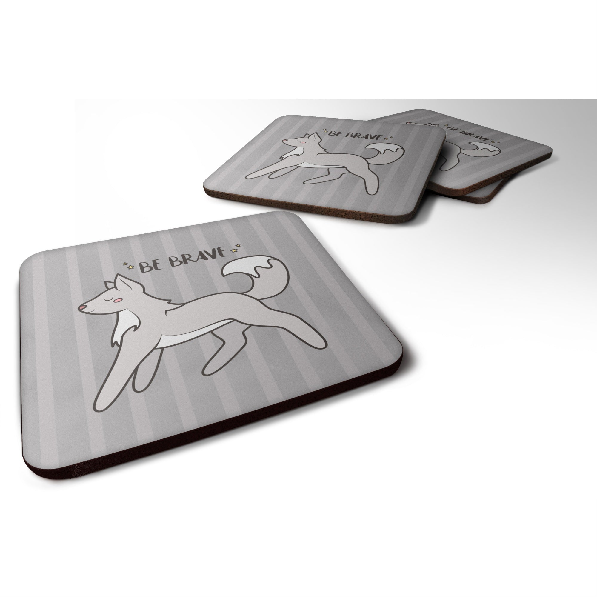 Caroline'S Treasures Bb7472Fc Nursery Be Brave Wolf Foam Set Of 4 Coasters, Multicolor