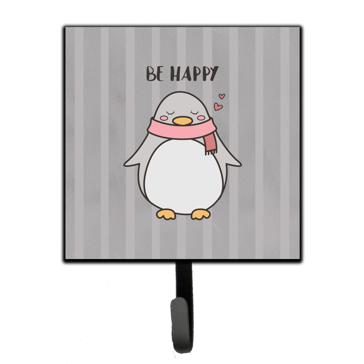 Caroline'S Treasures Nursery Be Happy Penquin Leash Or Key Holder Hooks, Multicolor