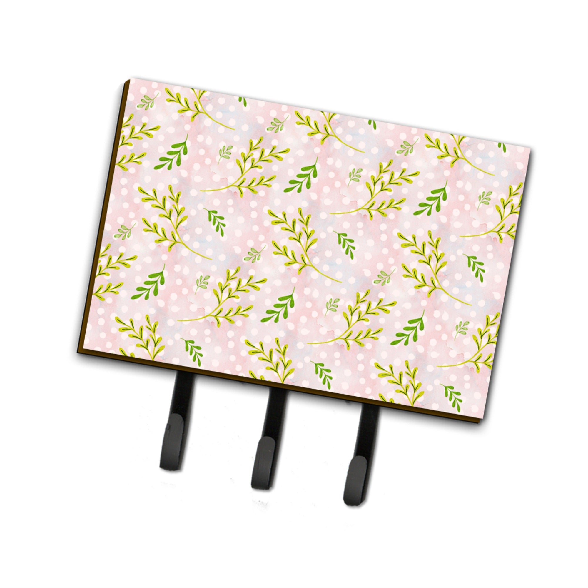 Caroline'S Treasures Watercolor Leaves Pink Wall Hook, Triple, Multicolor