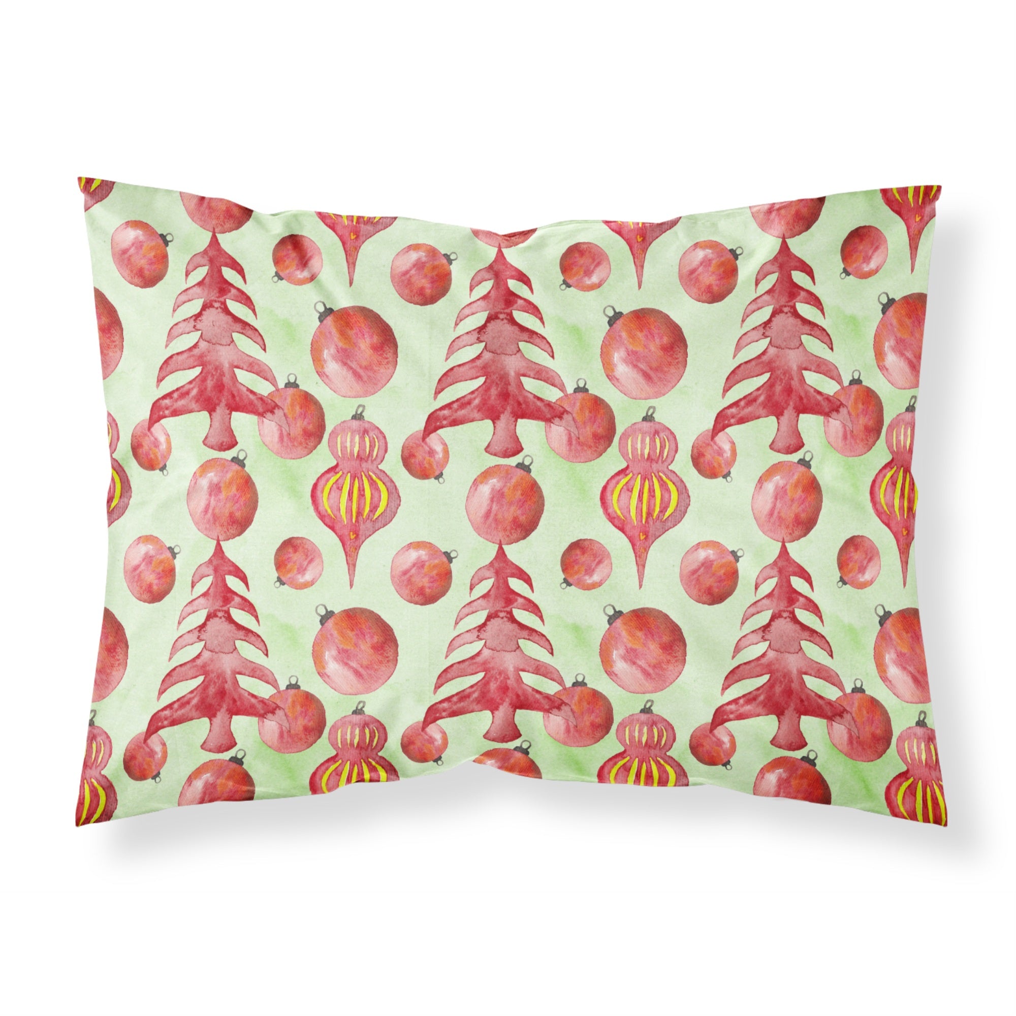 Caroline'S Treasures Red Christmas Tree And Ornaments Pillowcase, Standard, Multicolor