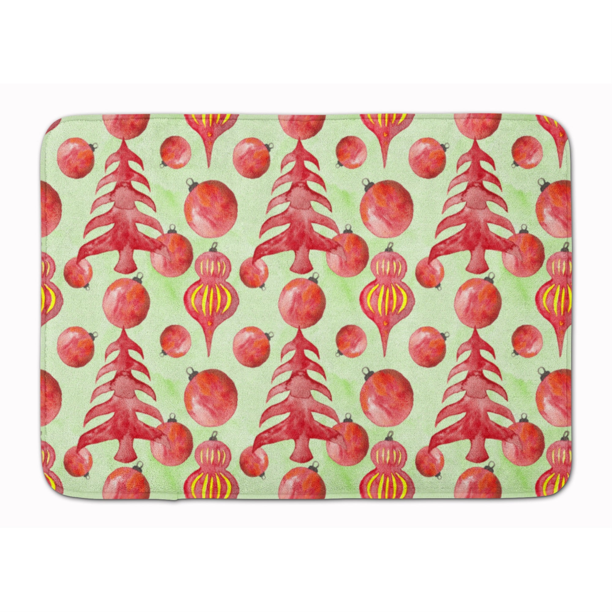Caroline'S Treasures Red Christmas Tree And Ornaments Floor Mat, 19 H X 27 W, Multicolor