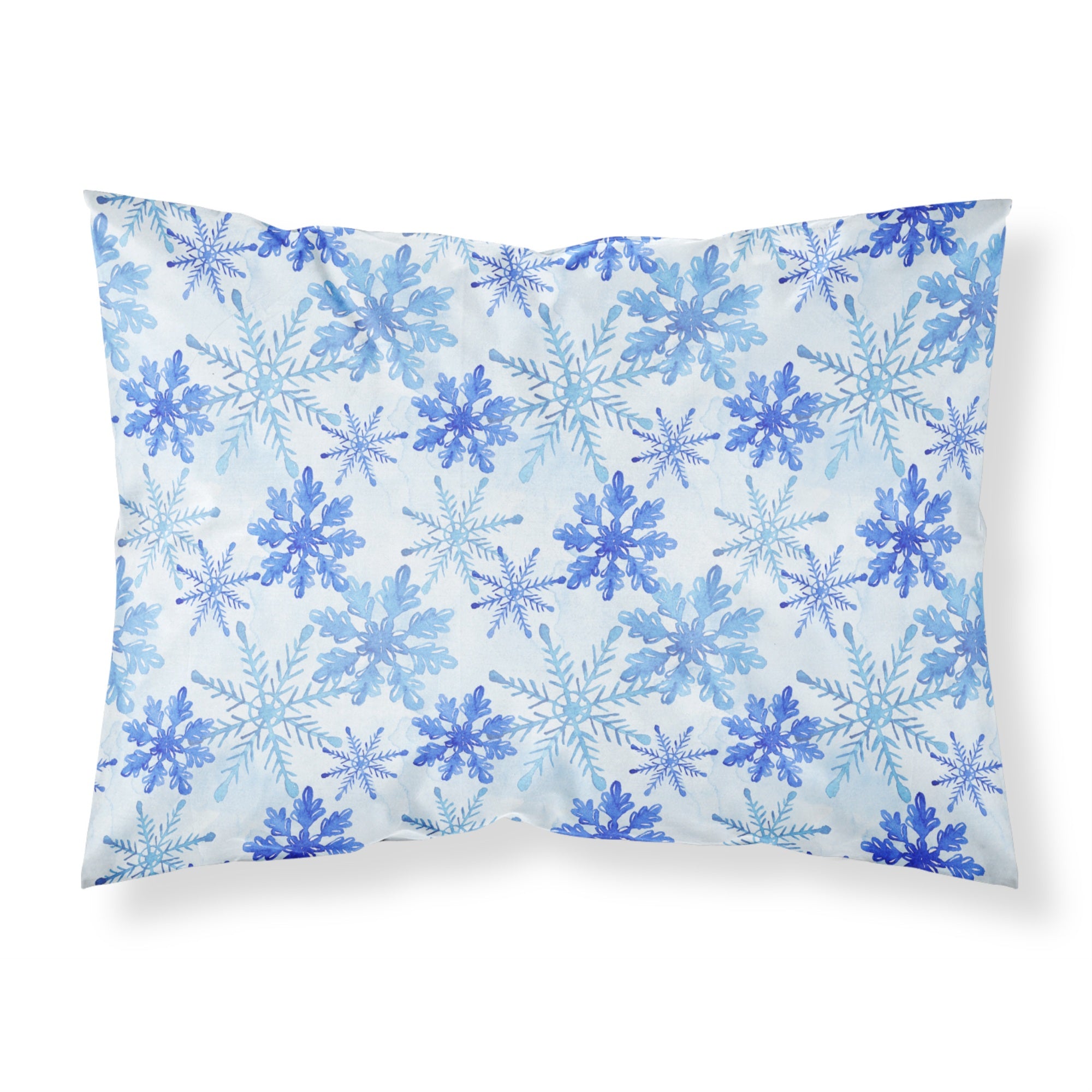 Caroline'S Treasures Blue Snowflakes Watercolor Printed, Polyester Envelope Closure Pillowcase, Standard, Multicolor