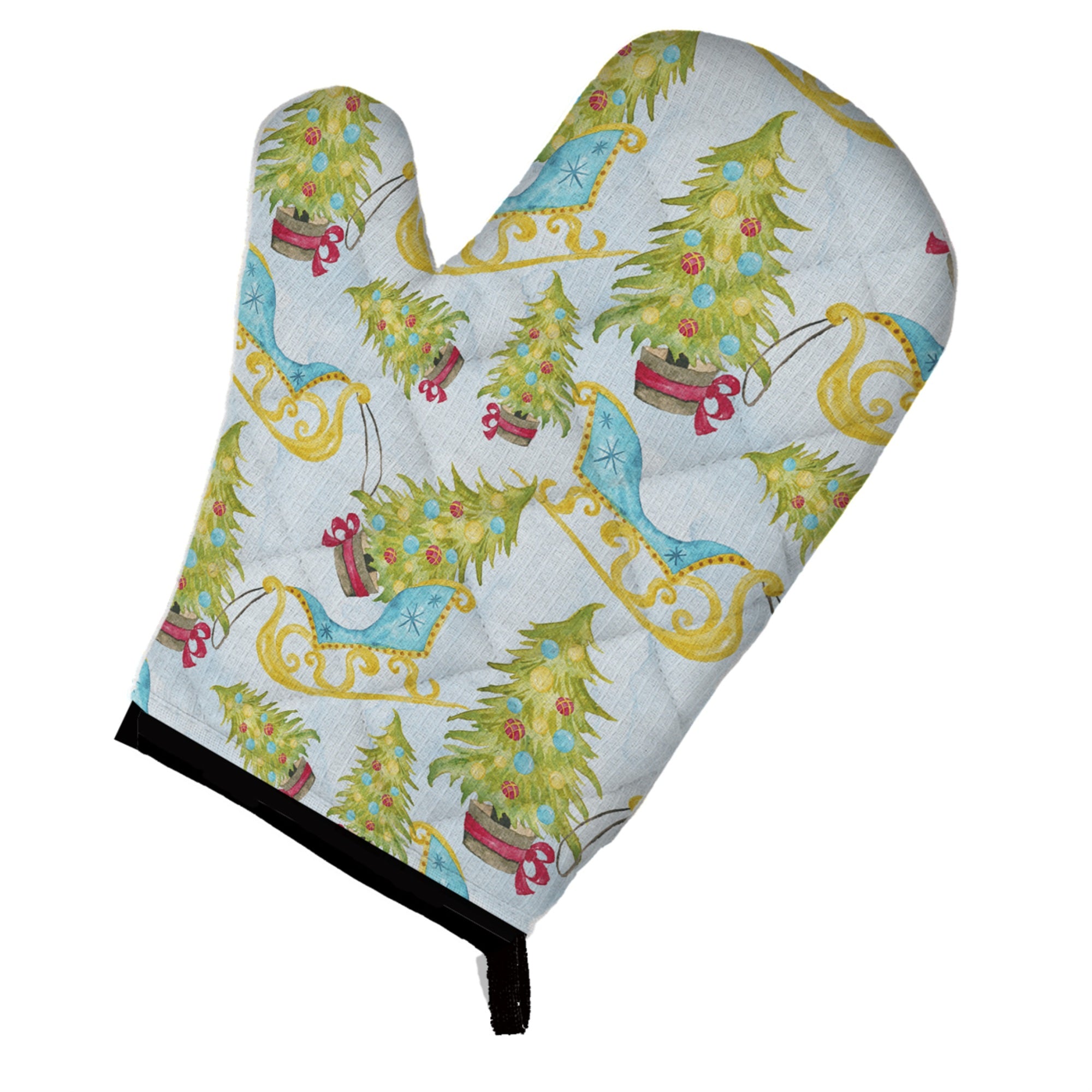Caroline'S Treasures Christmas Tree And Sleigh Decorated Oven Mitt, 12 X 8.5, Multicolor