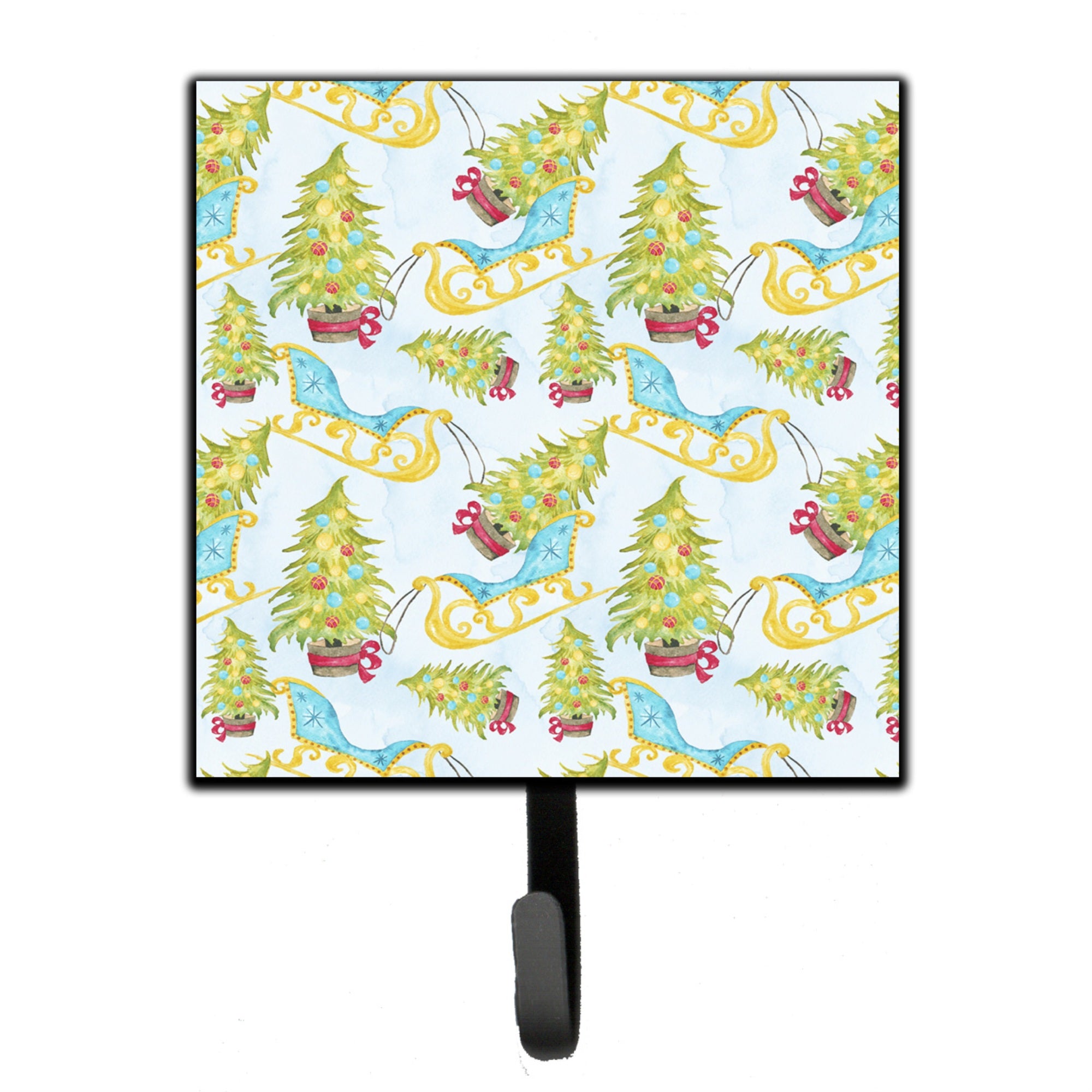 Caroline'S Treasures Christmas Tree And Sleigh Wall Hook, Small, Multicolor