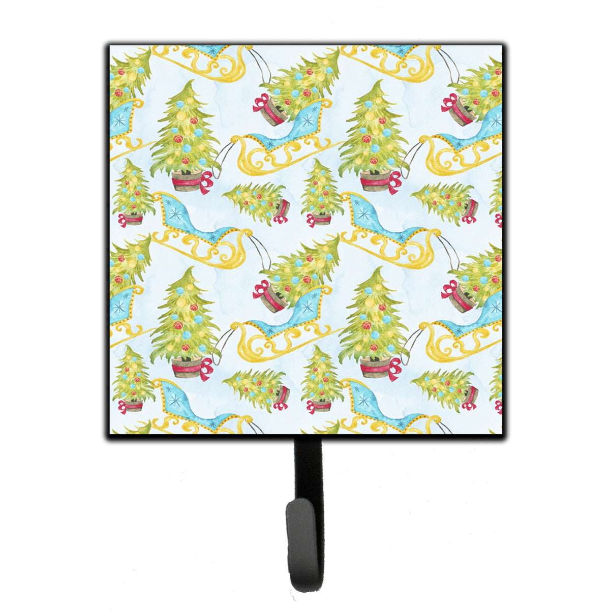 Caroline'S Treasures Christmas Tree And Sleigh Wall Hook, Small, Multicolor