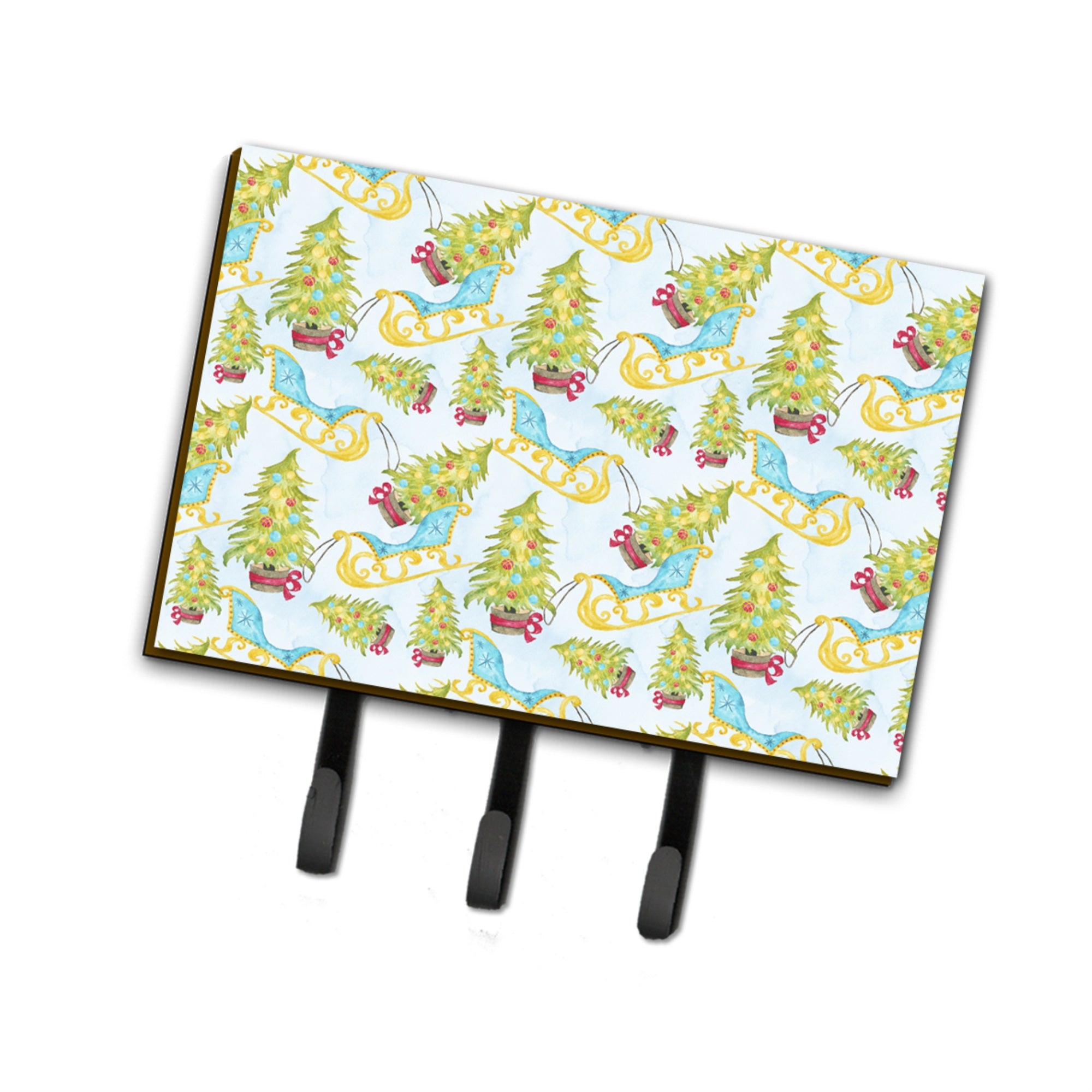 Caroline'S Treasures Christmas Tree And Sleigh Wall Hook, Triple, Multicolor