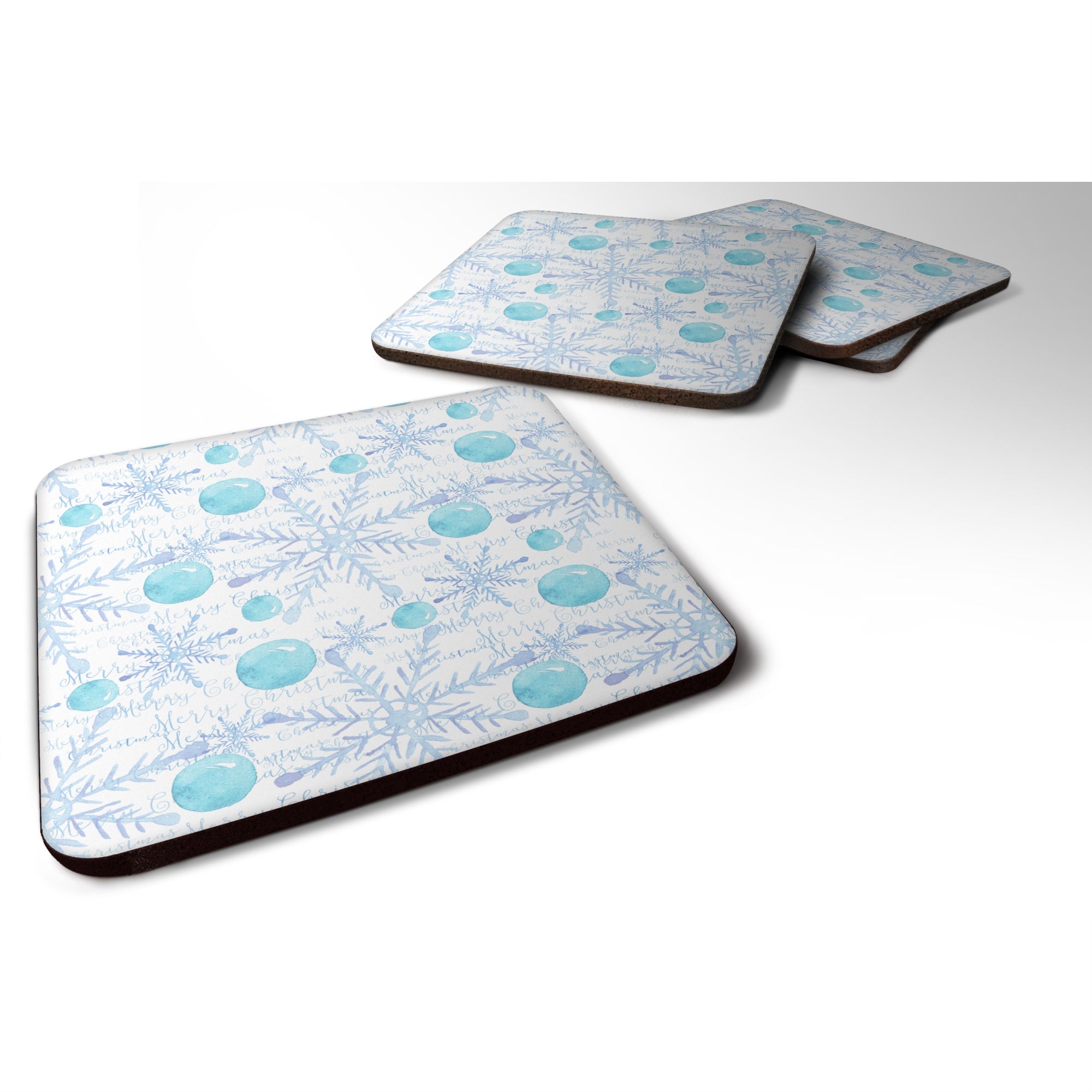 Caroline'S Treasures Winter Snowflakes On White Decorative Coasters, 3.5, Multicolor