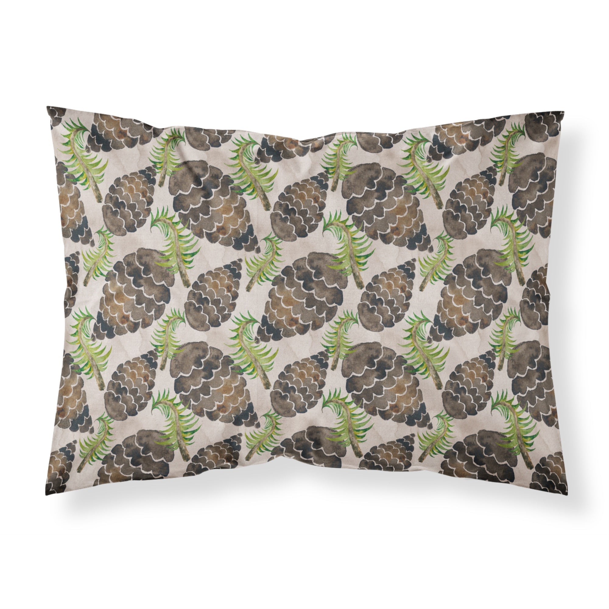Caroline'S Treasures Watercolor Pine Cones Pillowcase, Standard, Multicolor